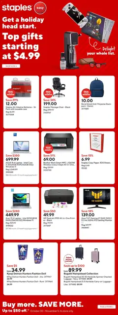 Un aperçu du dépliant Staples weekly flyer du magasin Staples est valide à partir 30 oct. 2026