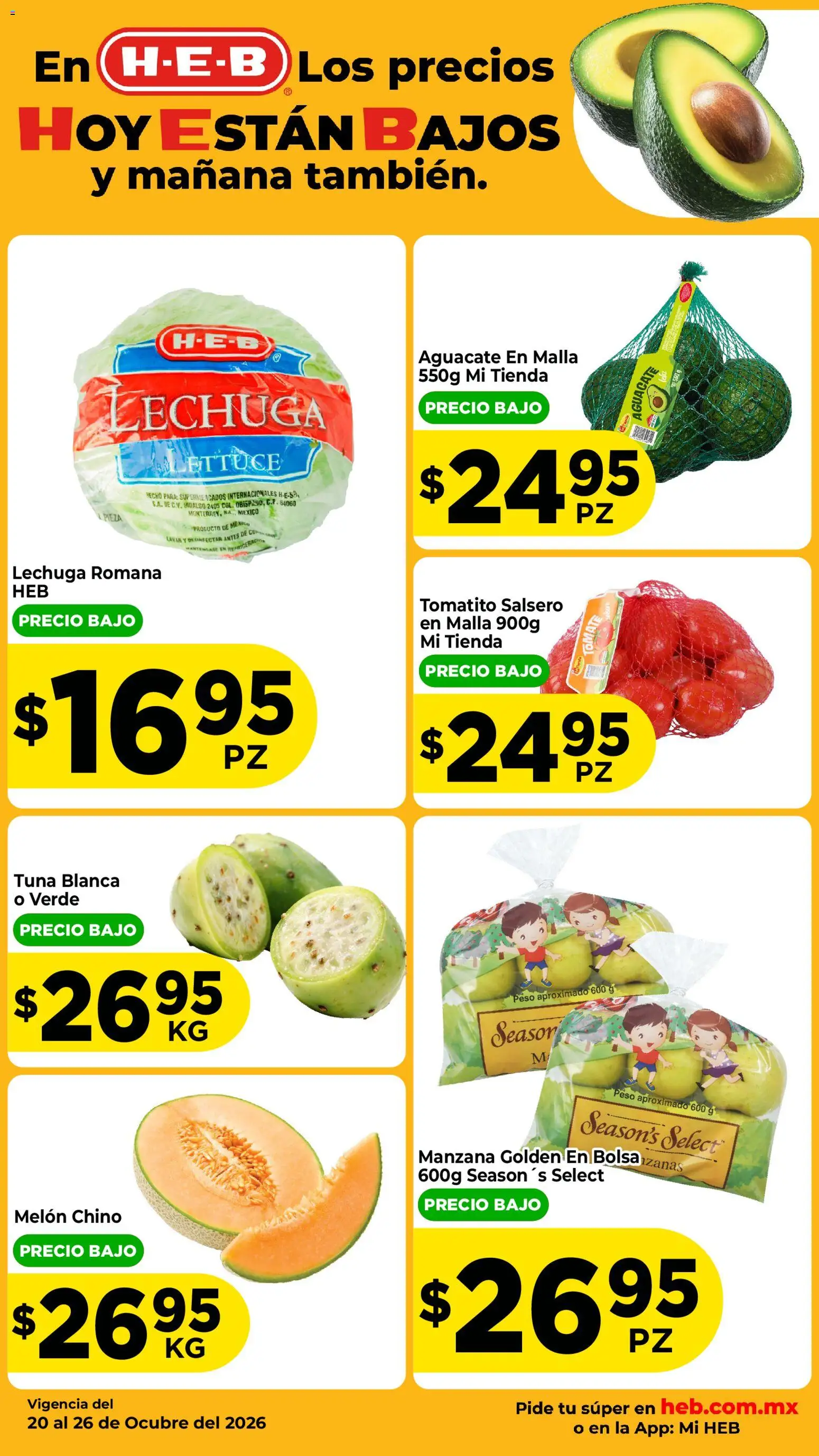 Vista previa las ofertas de la tienda H-E-B - H-E-B folleto Fruta y venduras desde el 20/10/2026 