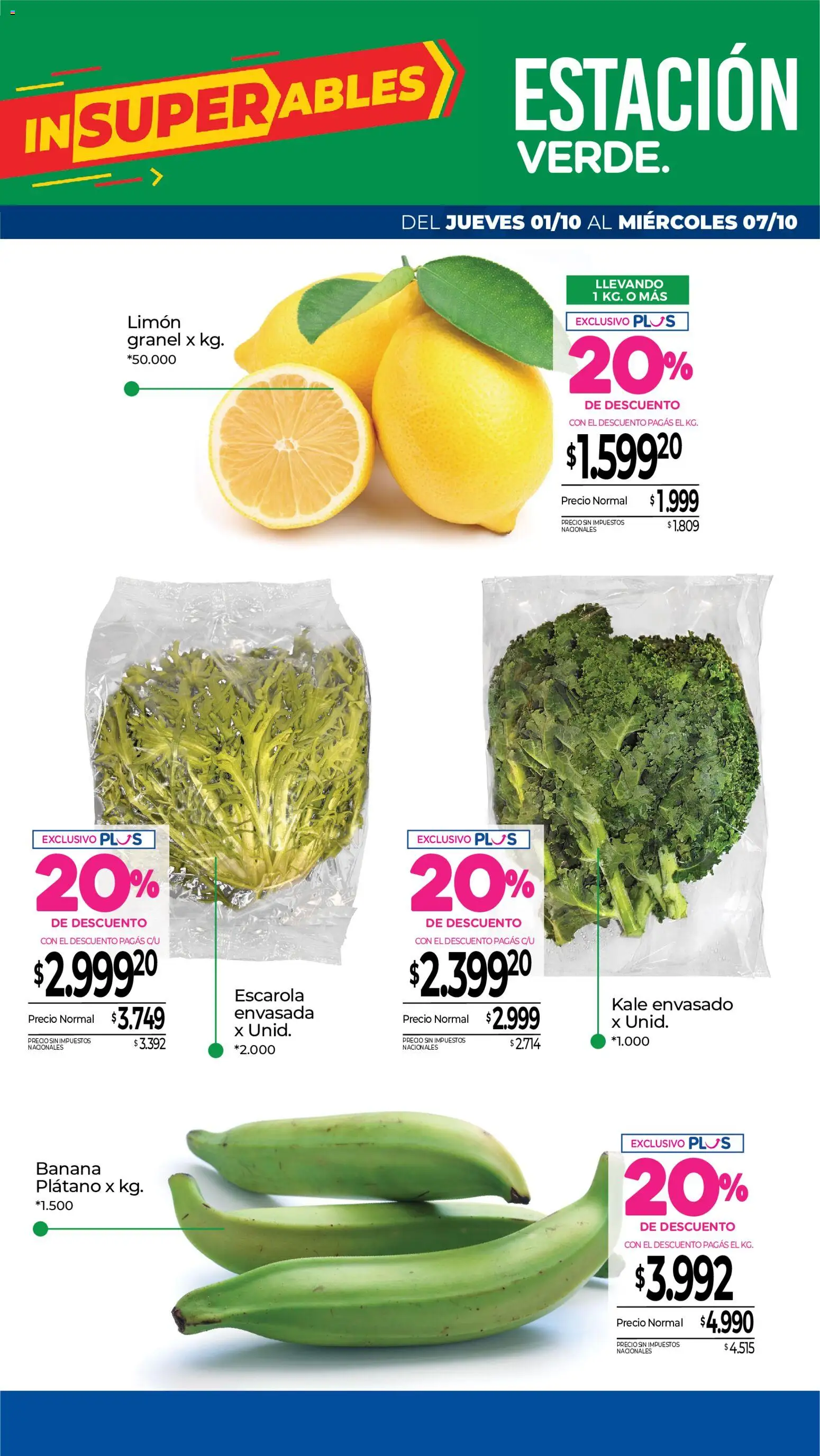 Vista previa del folleto de la tienda La Anonima válido desde el 01/10/2026 - Banana, Kale, Limón