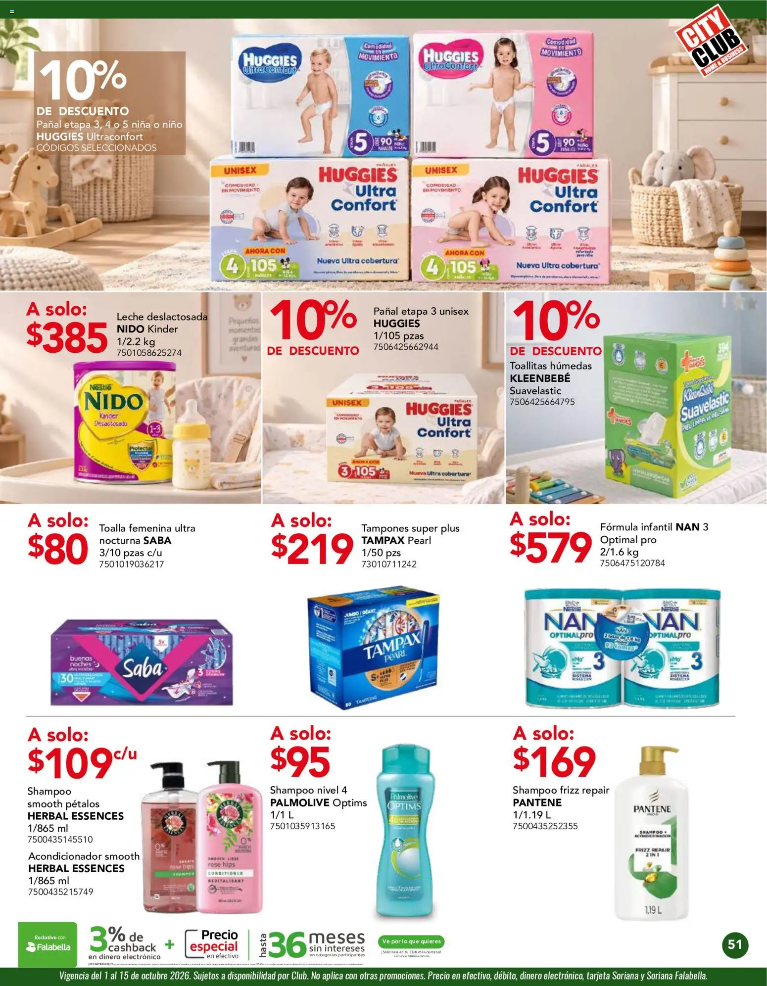 Vista previa las ofertas de la tienda City Club - City Club catálogo desde el 01/10/2026 - Shampoo, Leche, Toallitas húmedas, Pañales, Tampones, Toalla, Acondicionador