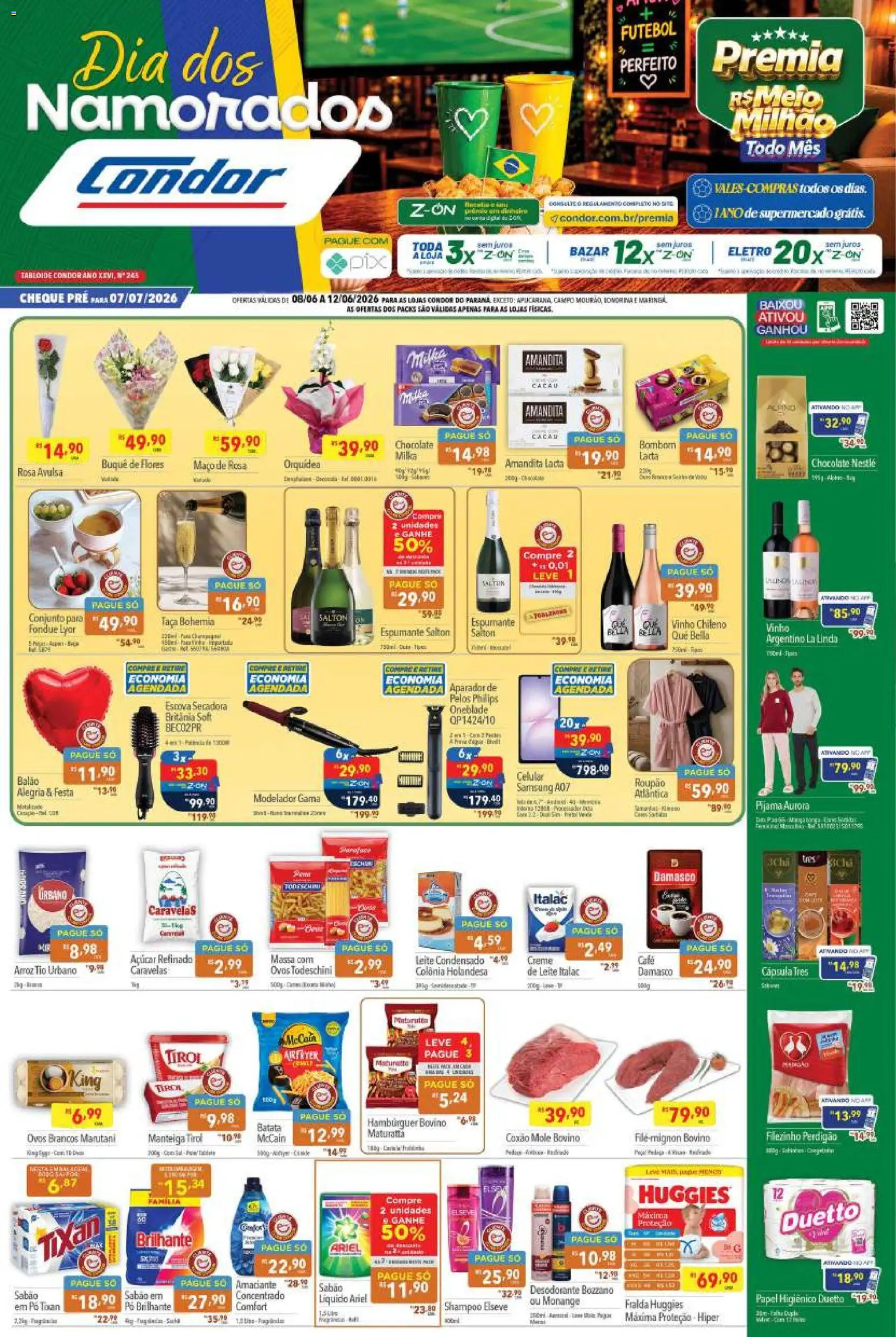 Pré-Visualização do folheto "Supermercados Condor ofertas Dia dos Namorados" da loja Supermercados Condor válido a partir de 08/06/2026