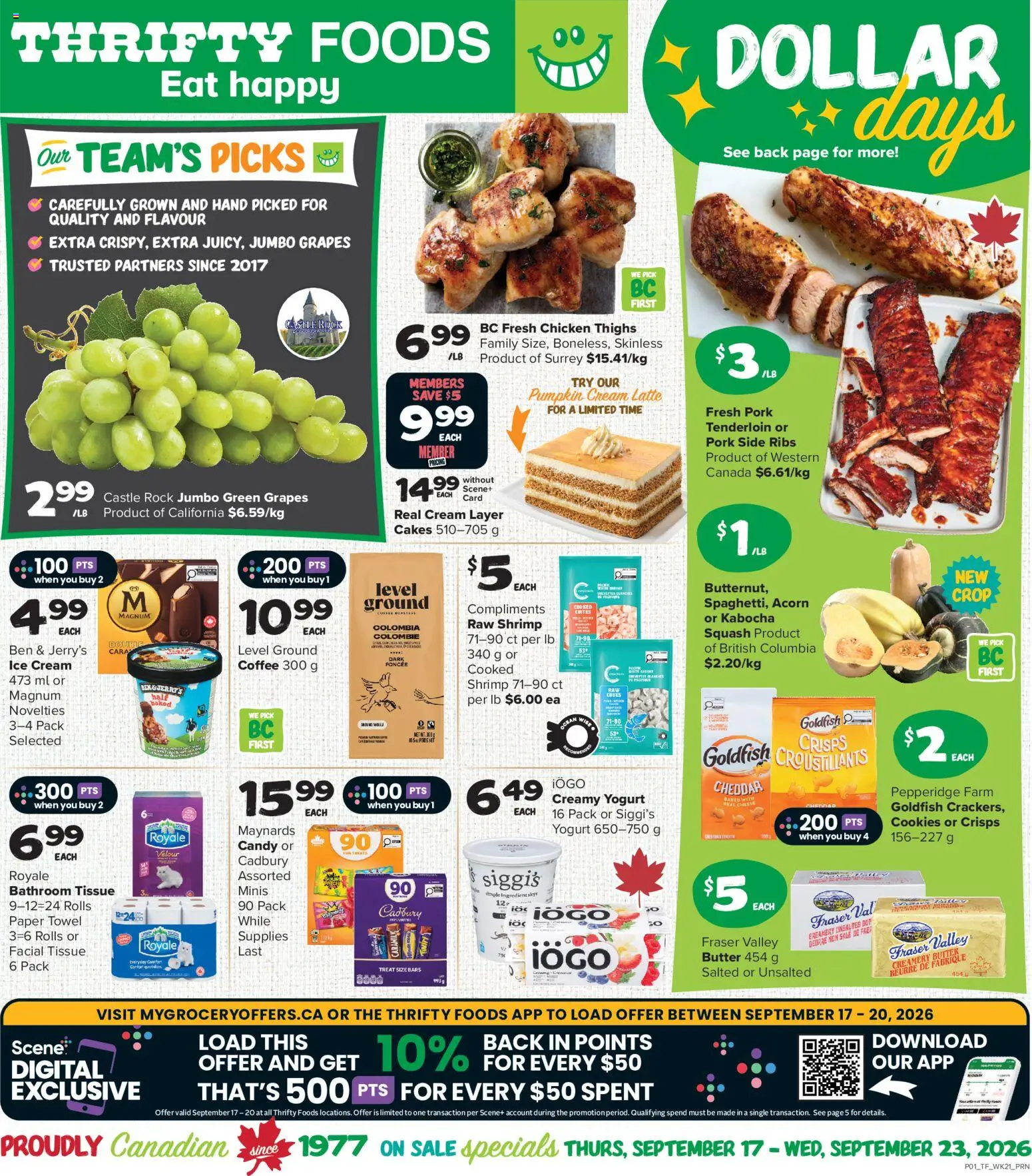 Preview of leaflet Thrifty Foods weekly flyer / circulaire from shop Thrifty Foods is valid from Sep 17, 2026