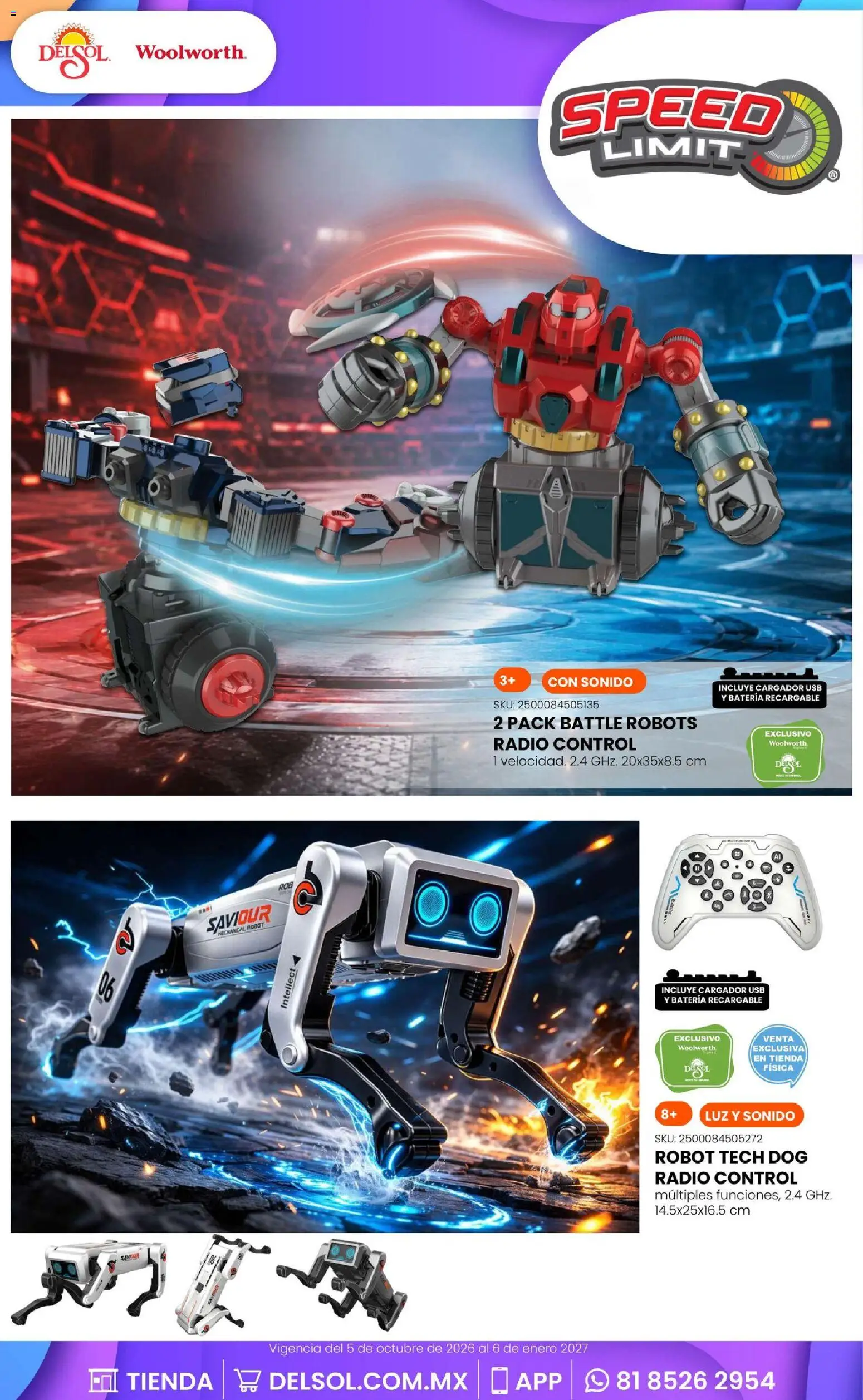 Vista previa las ofertas de la tienda Del Sol y Woolworth - Del Sol y Woolworth catálogo El Castillo del Juguete desde el 01/10/2026 - Radio, Batería, Robot, Usb, Cargador