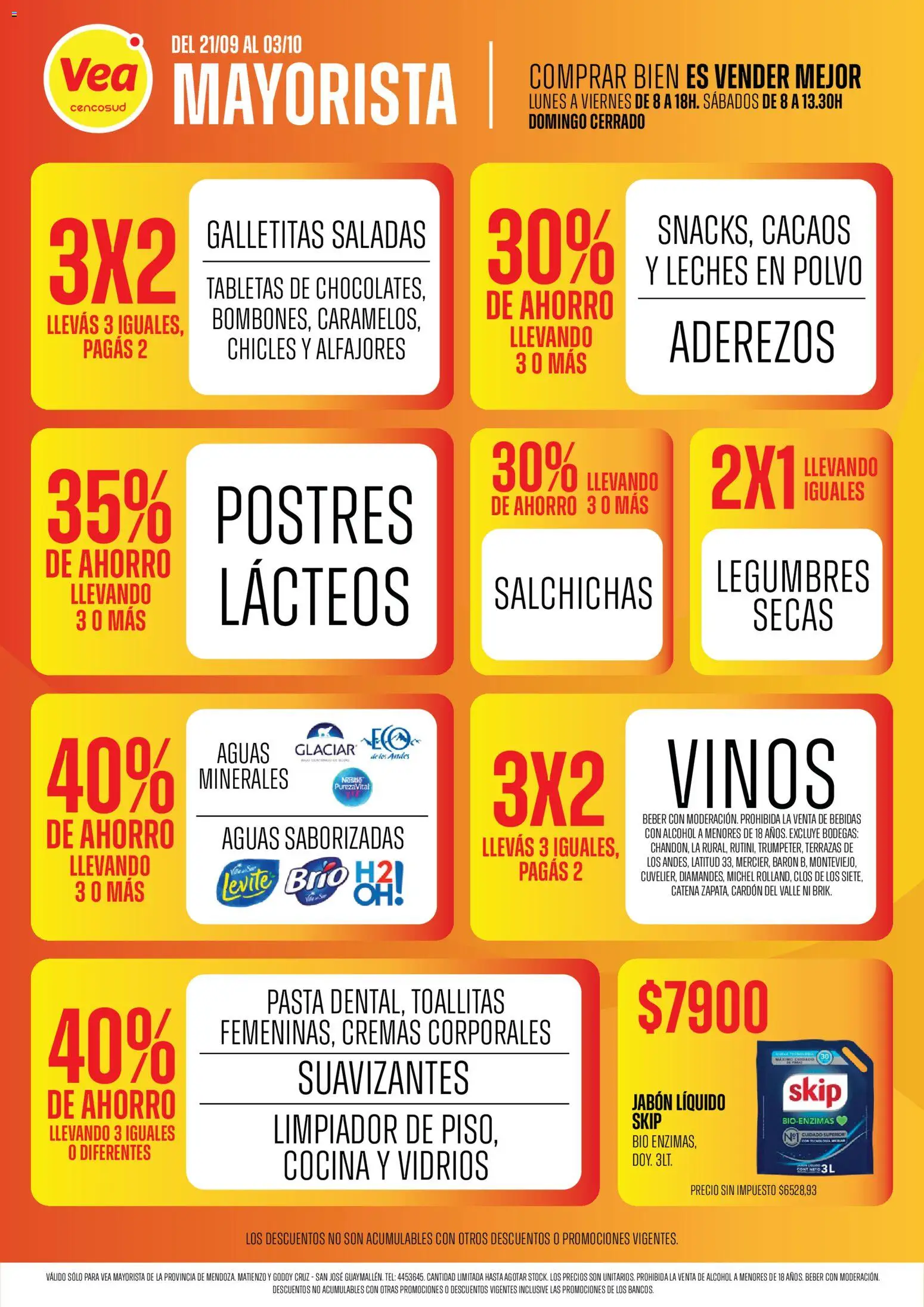 Vista previa del folleto de la tienda Vea válido desde el 21/09/2026 - Pasta, Cocina, Alcohol, Legumbres, Jabón, Salchichas, Polvo, Limpiador