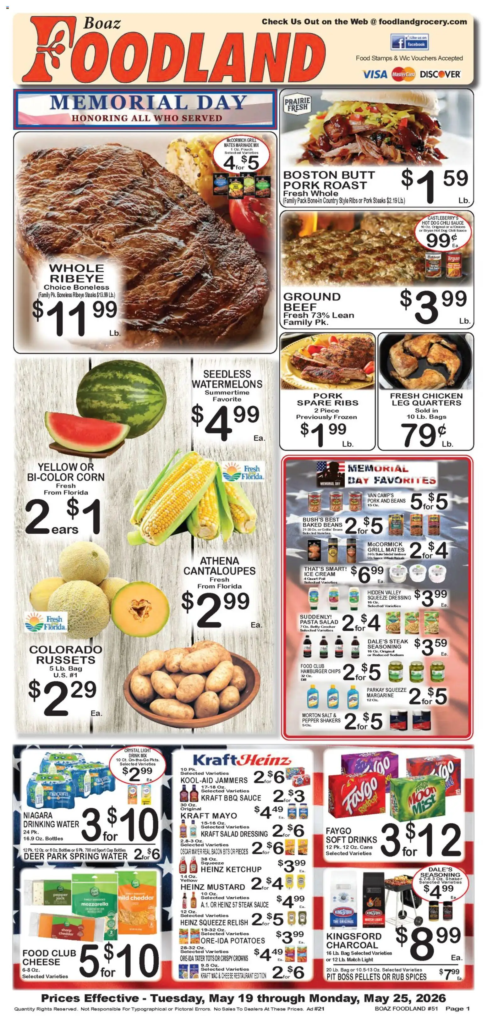 Ad Preview of Foodland Foodland Weekly Ad from 05/19/2026 - Ice cream, Chili, Salad, Cheese, Bacon, Pork, Ketchup, Margarine