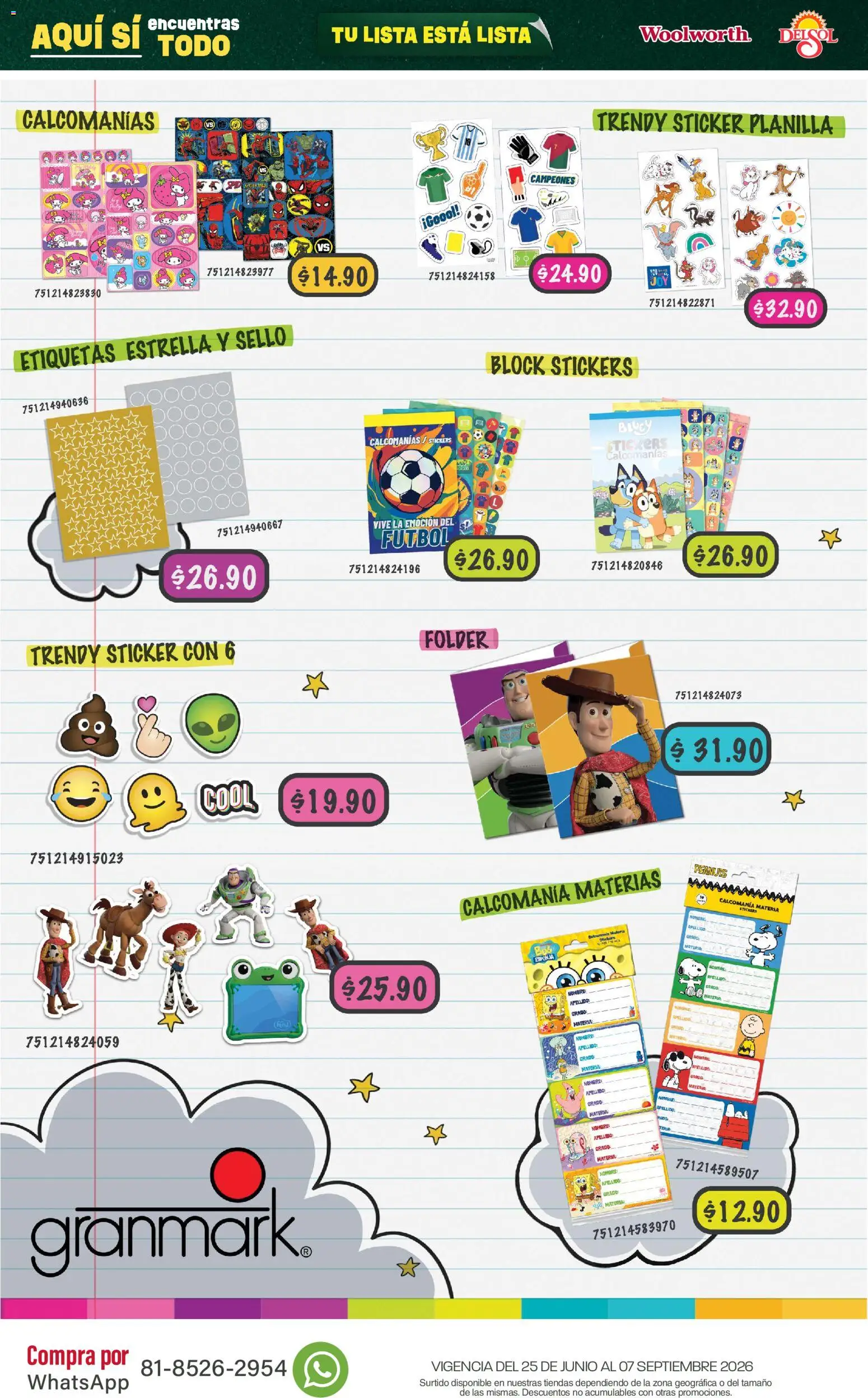 Vista previa las ofertas de la tienda Del Sol y Woolworth - Del Sol y Woolworth catálogo Back To School desde el 25/06/2026 