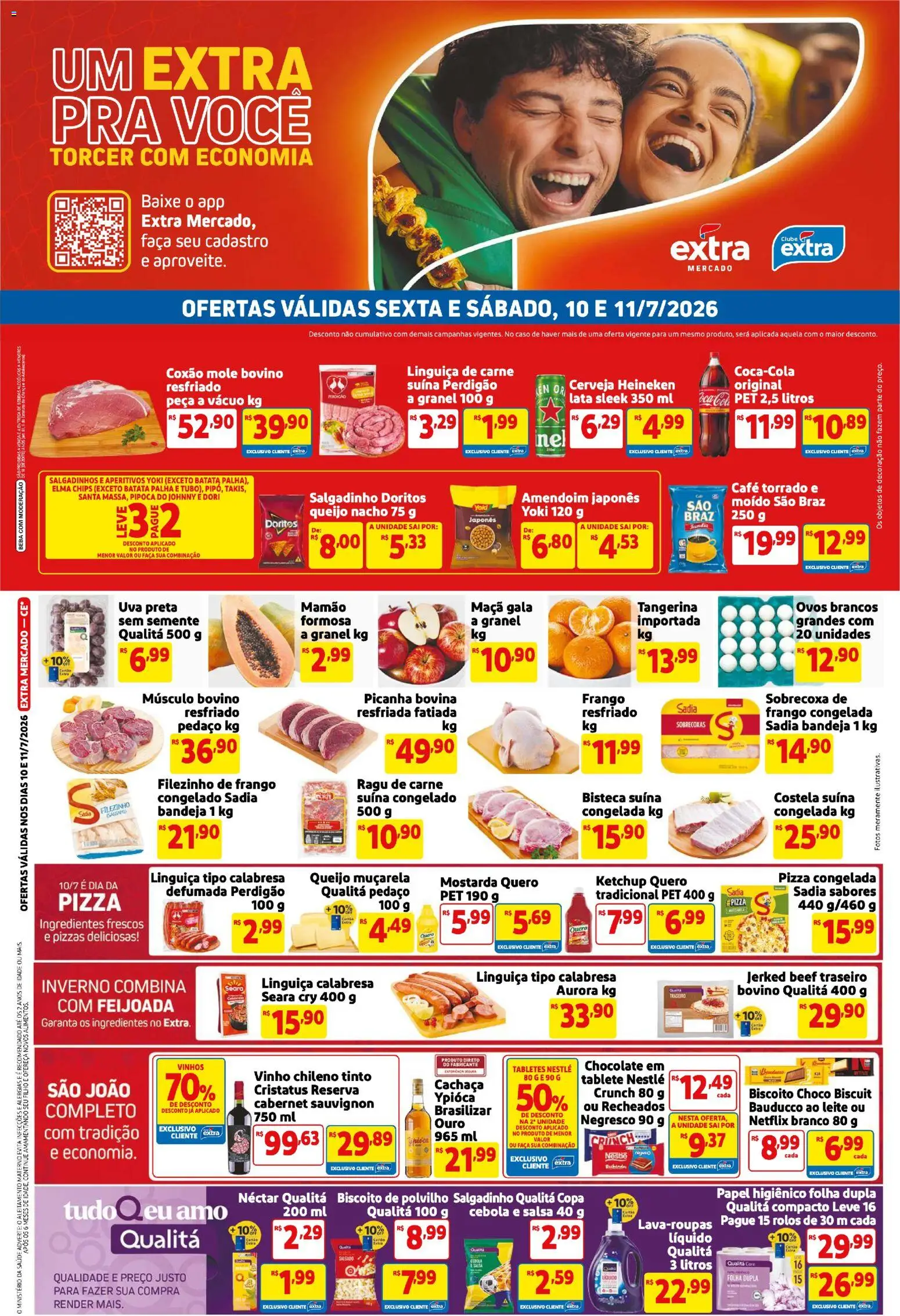 Pré-Visualização do folheto "Extra ofertas Fim de semana Mercado" da loja Extra válido a partir de 10/07/2026