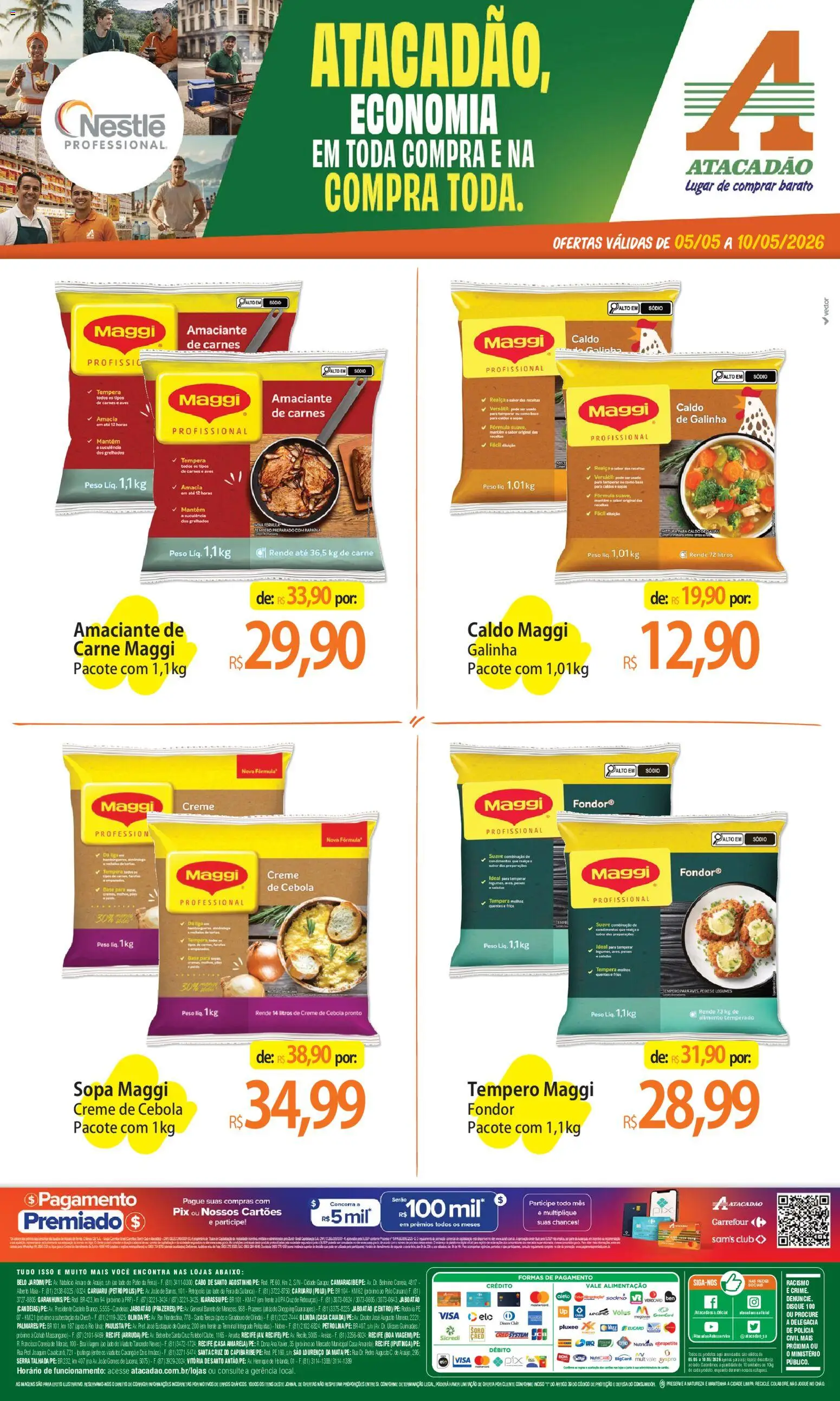 Pré-Visualização do folheto "Atacadão ofertas - PE" da loja Atacadão válido a partir de 05/05/2026 - Base, Legumes, Aves, Chá, Creme, Amaciante, Cebola, Cabo