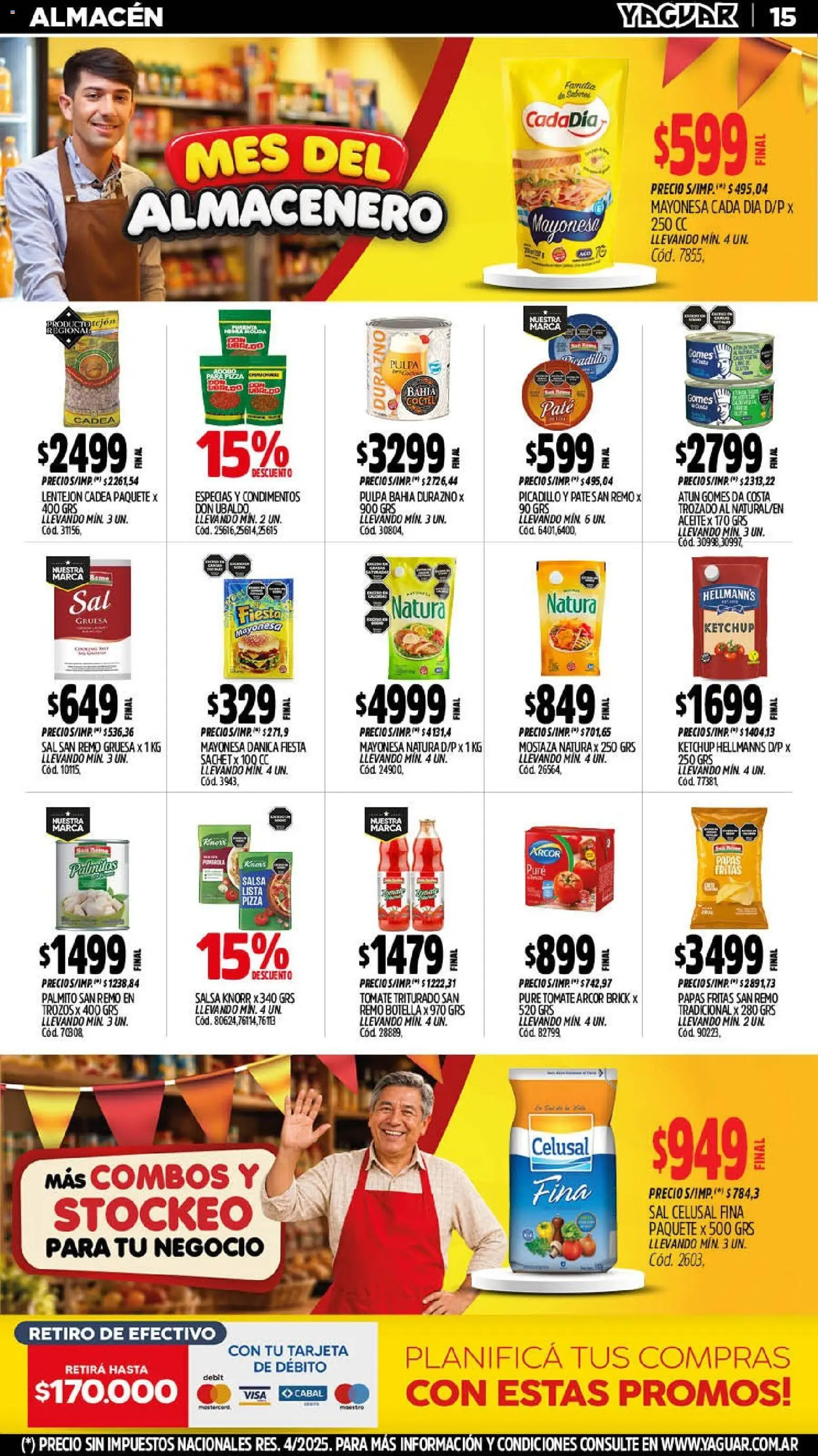 Vista previa del folleto de la tienda Yaguar válido desde el 07/09/2026 - Pizza, Durazno, Palmitos, Atún, Botella, Mayonesa, Picadillo, Puré