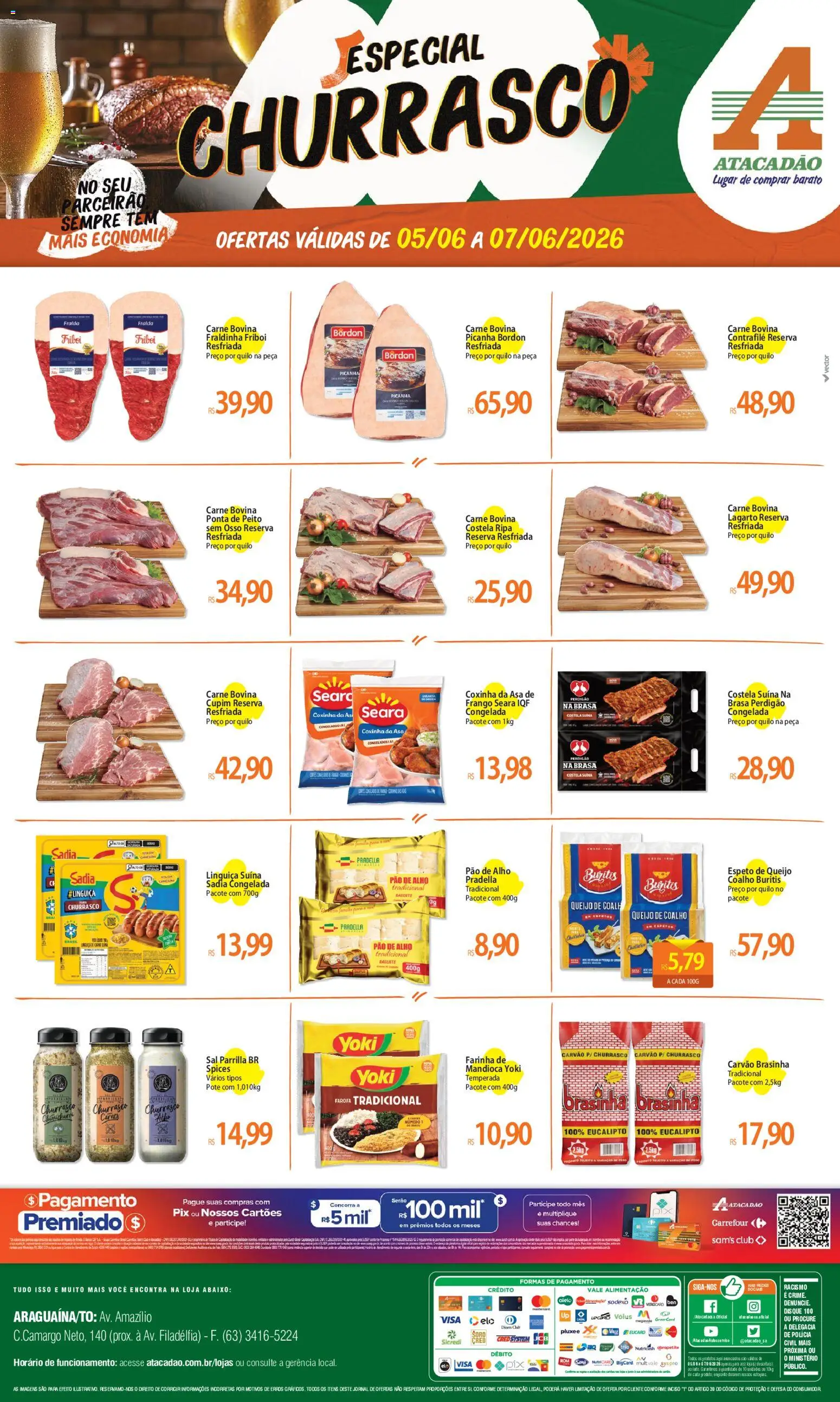 Pré-Visualização do folheto "Atacadão ofertas - TO" da loja Atacadão válido a partir de 05/06/2026 - Sal, Picanha, Queijo, Carne, Fraldinha, Linguiça, Carne bovina, Picanha Bordon