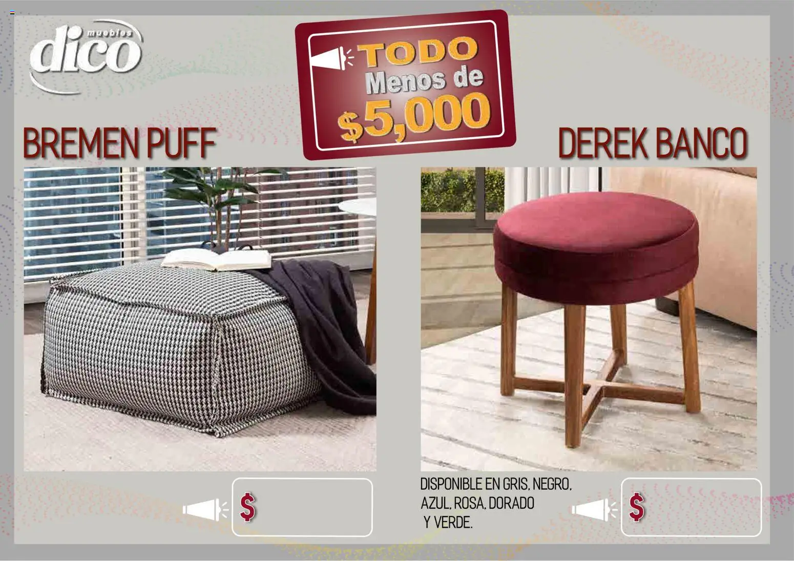 Vista previa las ofertas de la tienda Muebles Dico - Muebles Dico catálogo Todo menos de 5000 Pacifico desde el 09/04/2026 