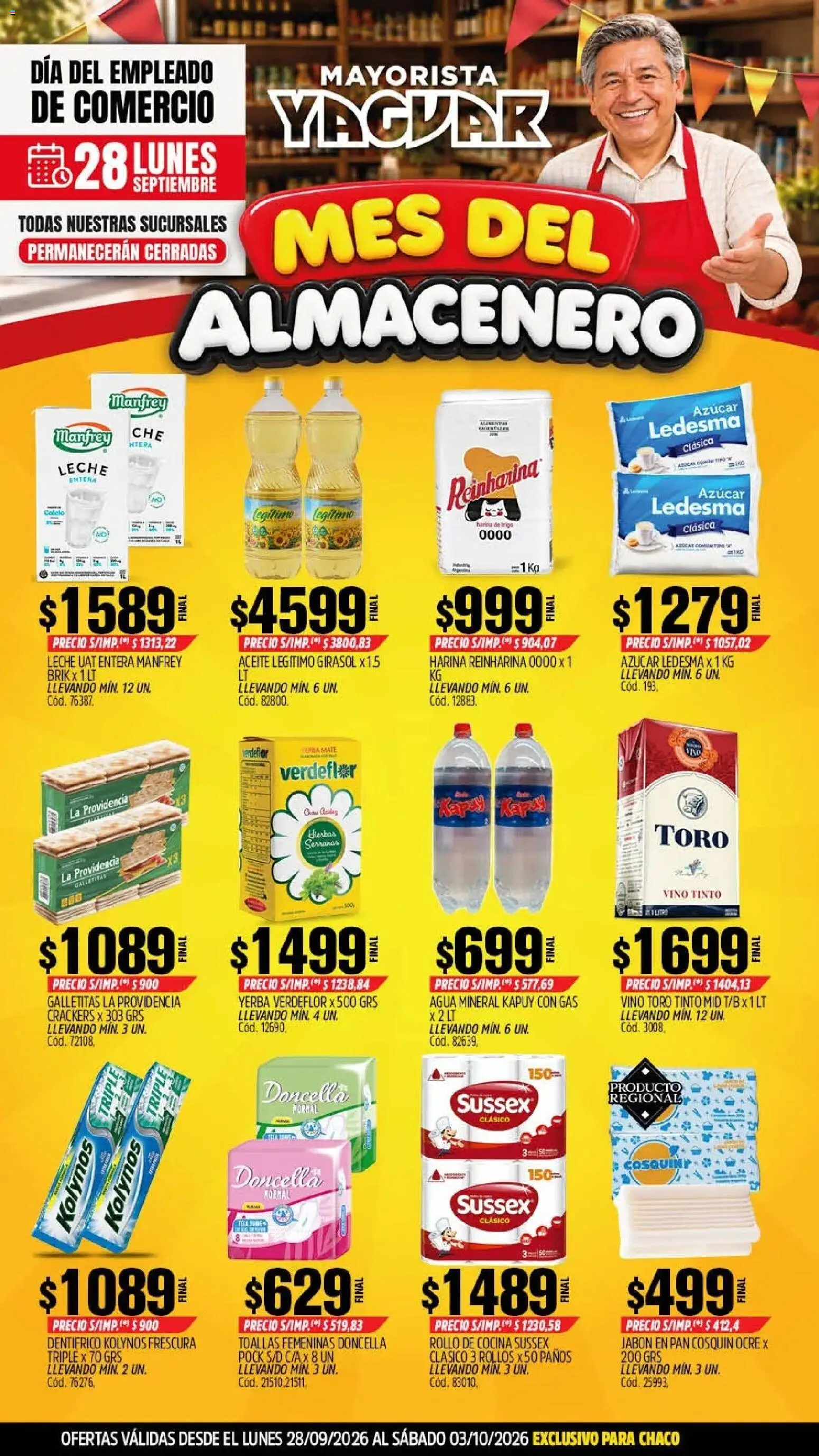 Vista previa del folleto de la tienda Yaguar válido desde el 28/09/2026 - Mate, Cocina, Agua, Vino, Galletitas, Aceite, Hierbas, Jabón