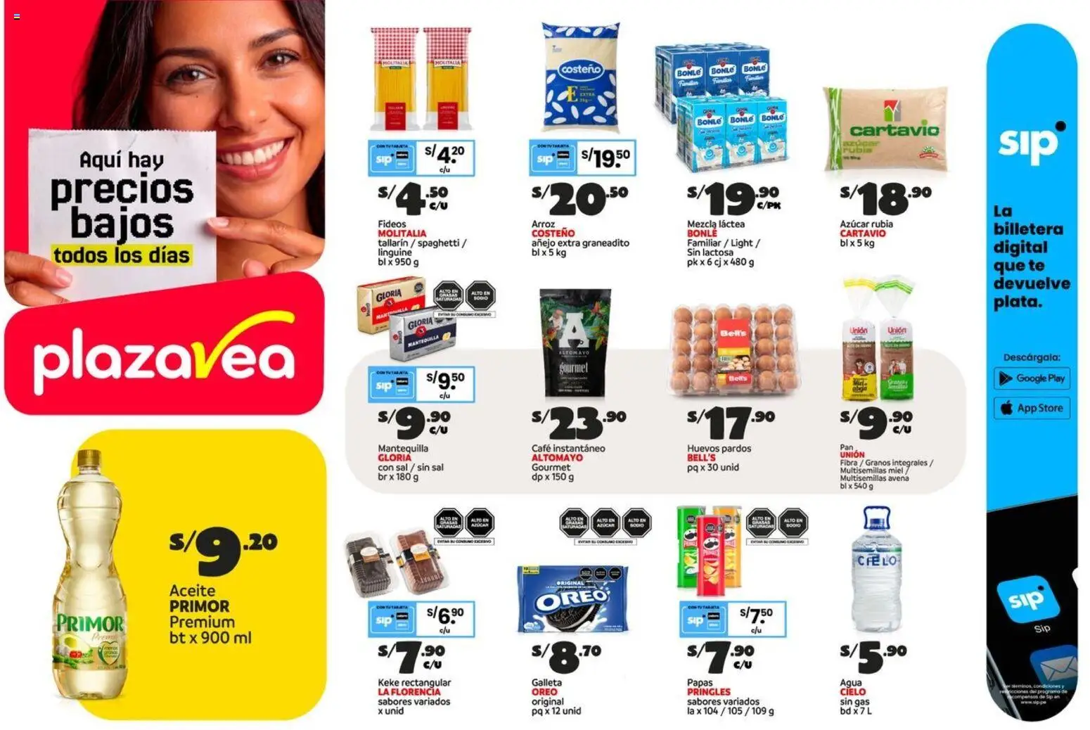 Vista previa de Plaza Vea - AVISO BOMBA FDS2 de la tienda Plaza Vea válido desde 10/04/2026 - Té, Sal, Aceite, Mantequilla, Huevos, Avena, Billetera, Fideos