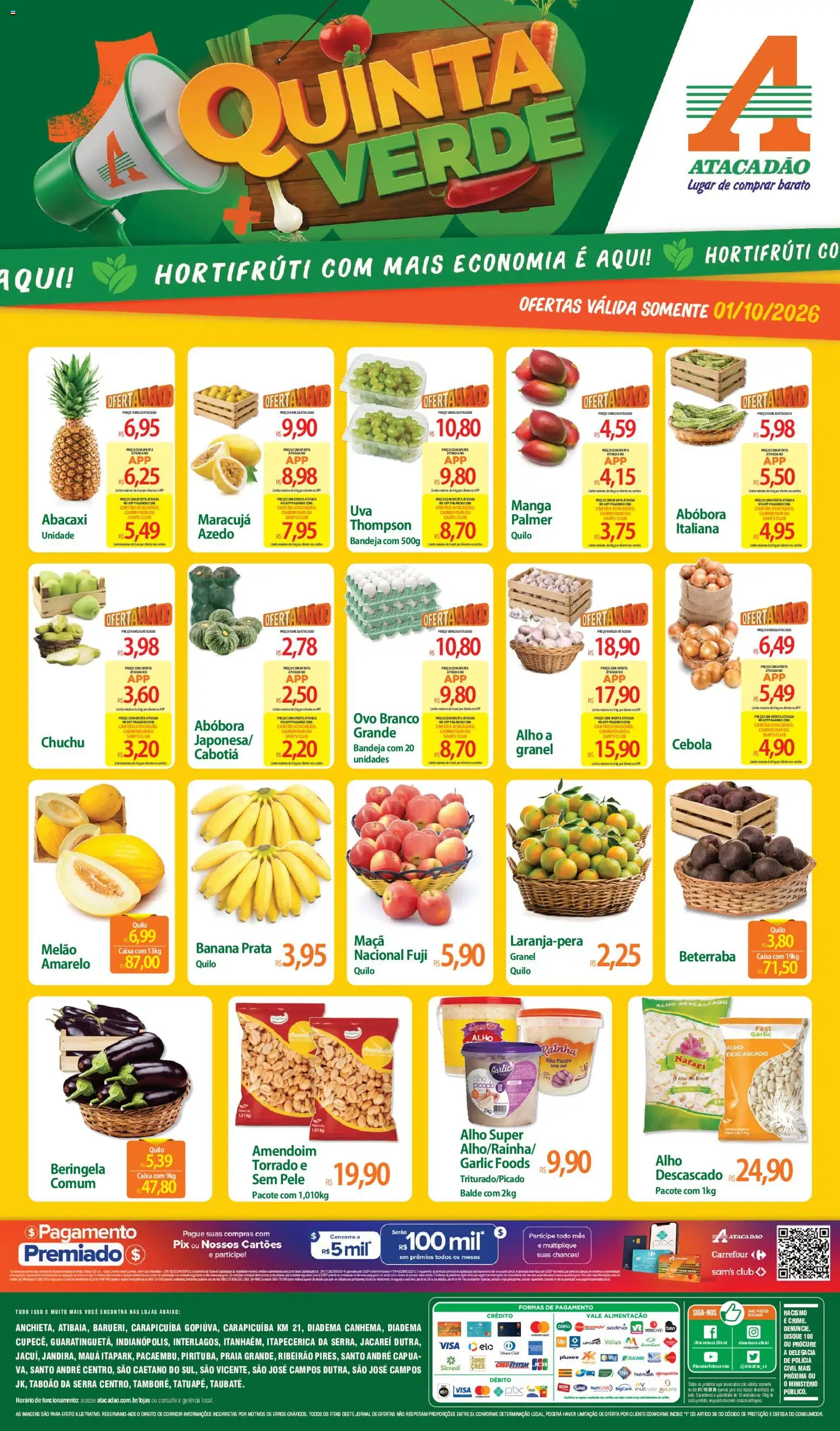 Pré-Visualização do folheto "Atacadão ofertas - SP" da loja Atacadão válido a partir de 01/10/2026 - Caixa, Sal, Amendoim, Maracujá, Cebola, Bandeja, Alho, Balde