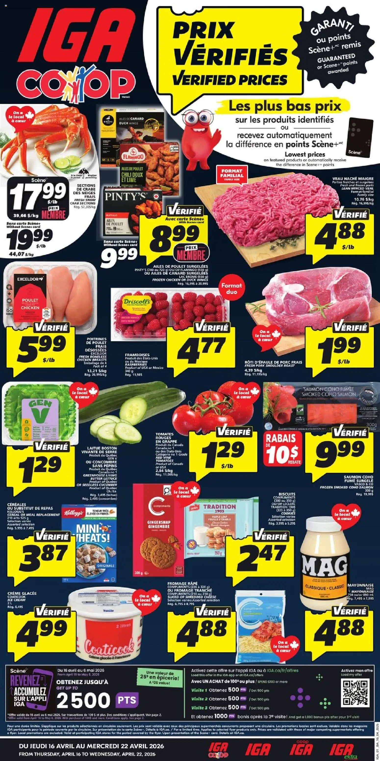 Preview of leaflet IGA circulaire - New Brunswick from shop IGA is valid from Apr 16, 2026 - Chili, Biscuits, Butter, Cucumber, Pork, Cream, Red wine, Pork shoulder