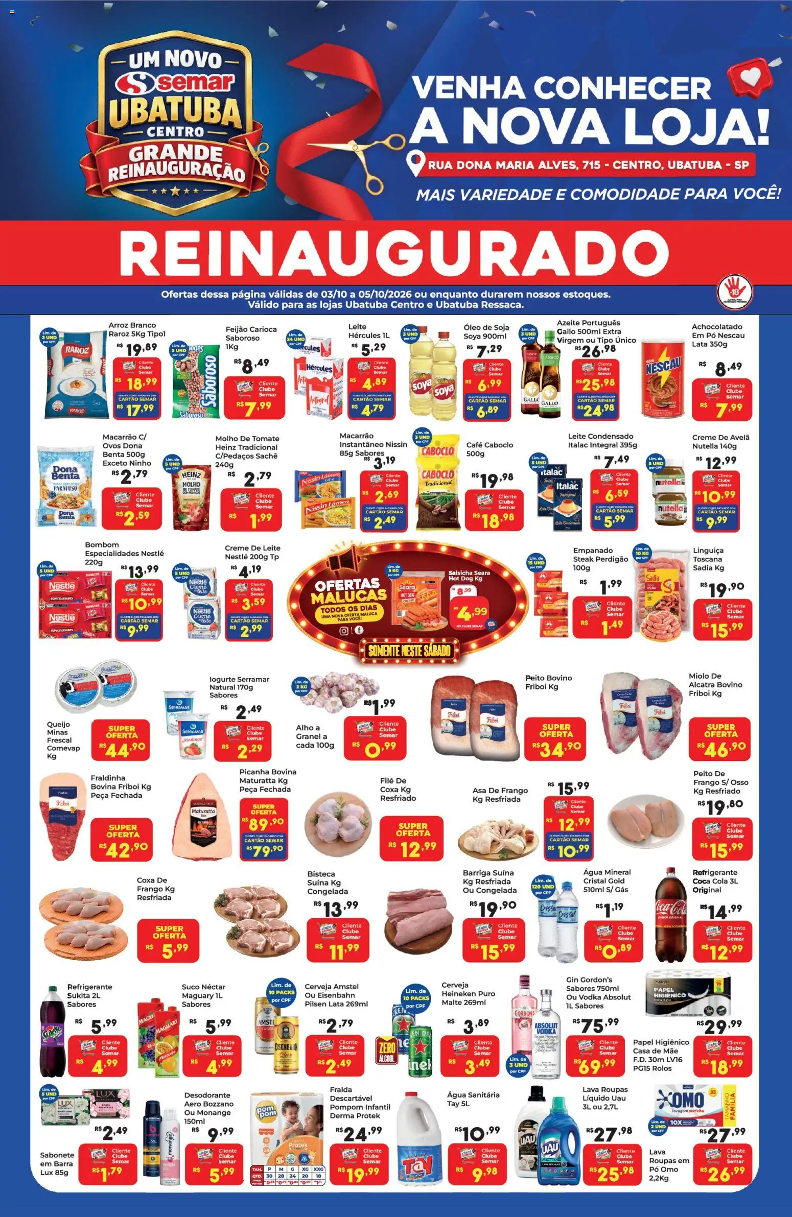 Pré-Visualização do folheto "Semar Supermercado ofertas Reinaugurado" da loja Semar Supermercado válido a partir de 03/10/2026