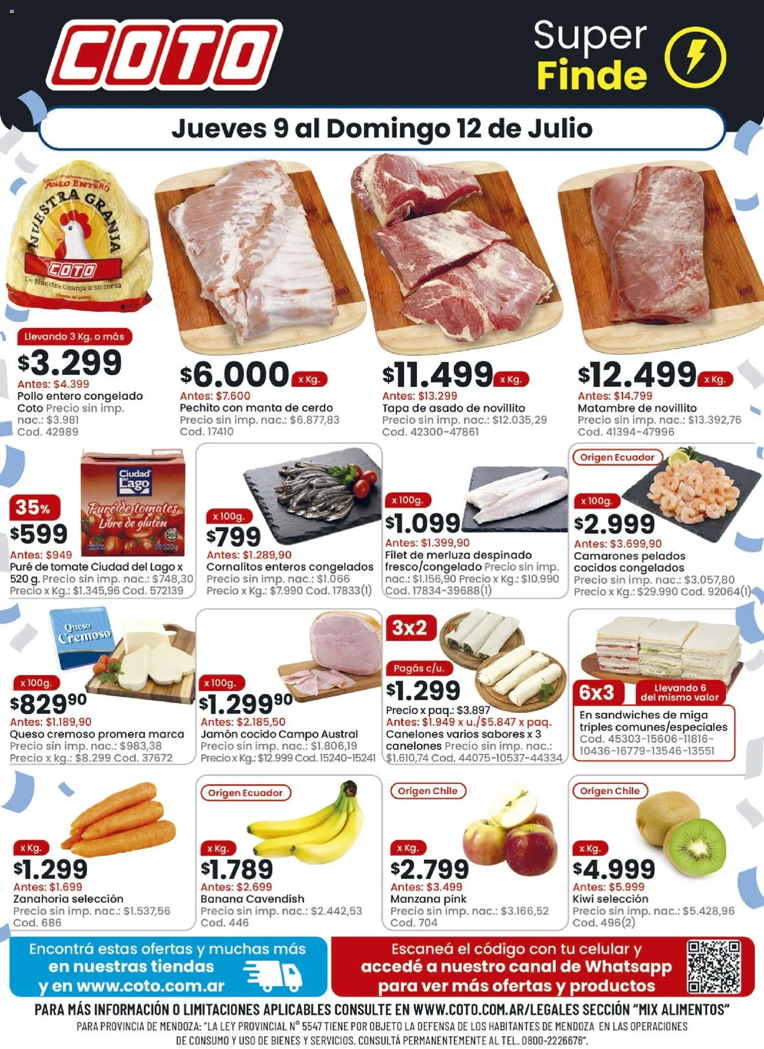 Vista previa del folleto de la tienda Coto válido desde el 09/07/2026 - Pollo, Manzana, Mesa, Tomates, Alimentos, Manta, Pure de Tomate, Puré