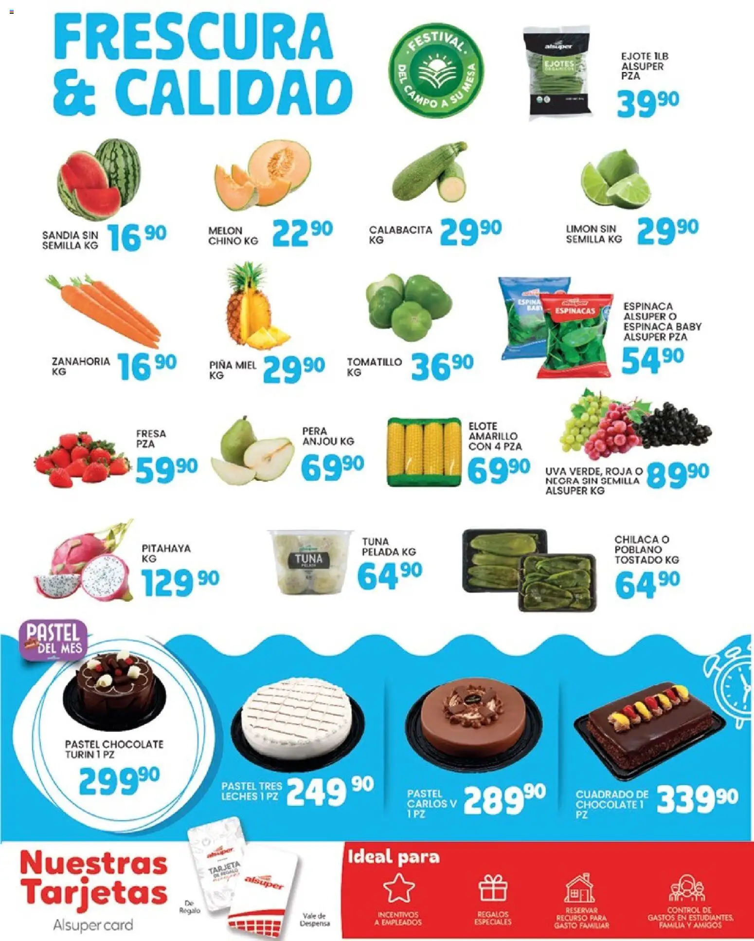 Vista previa las ofertas de la tienda Alsuper - Alsuper folleto desde el 18/08/2026 - Chocolate, Fresa, Limón, Zanahoria, Pera, Calabacita, Melón, Espinaca baby
