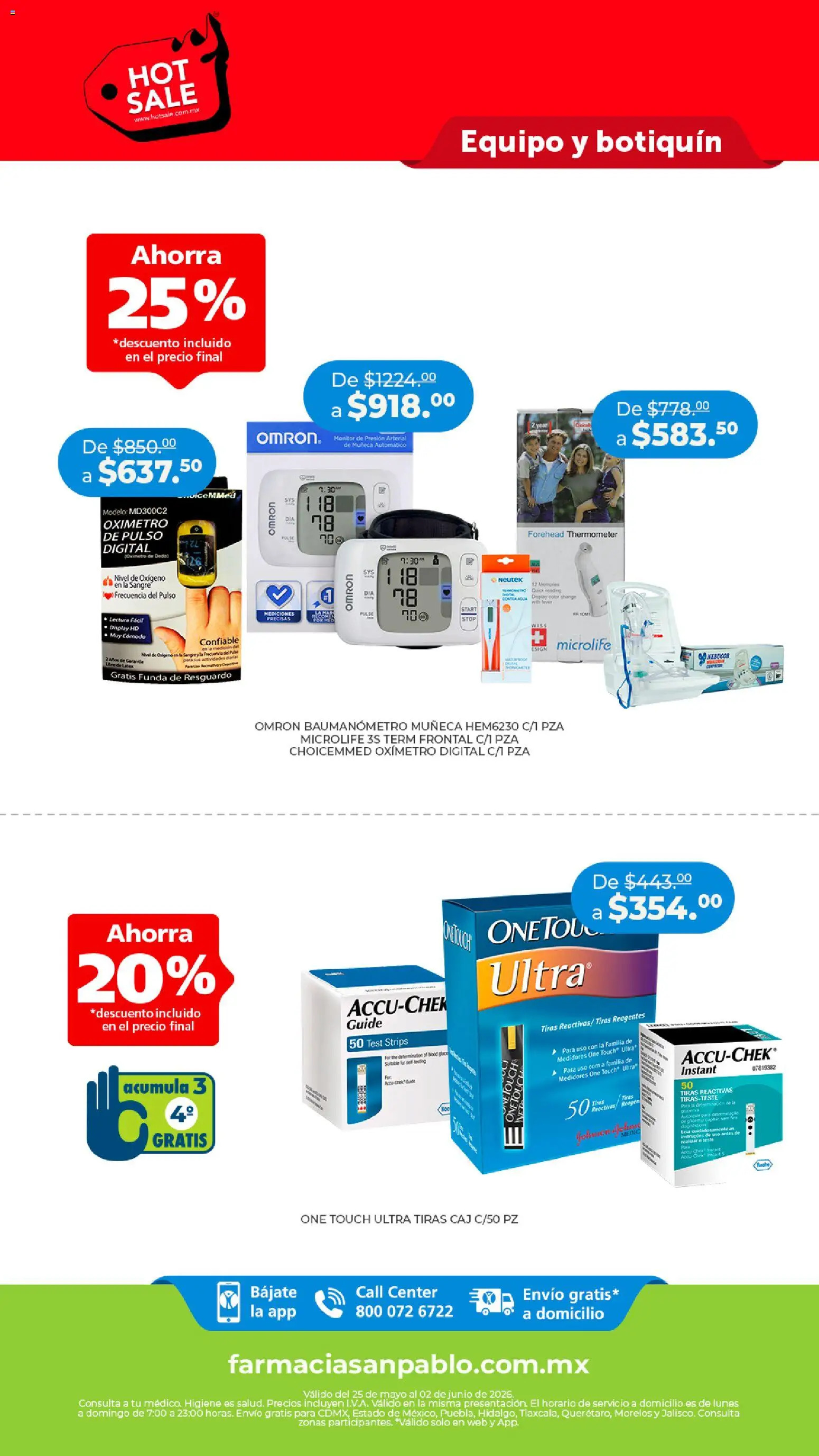Vista previa las ofertas de la tienda Farmacia San Pablo - Farmacia San Pablo Hot Sale desde el 25/05/2026 - Monitor, Oxímetro, Funda