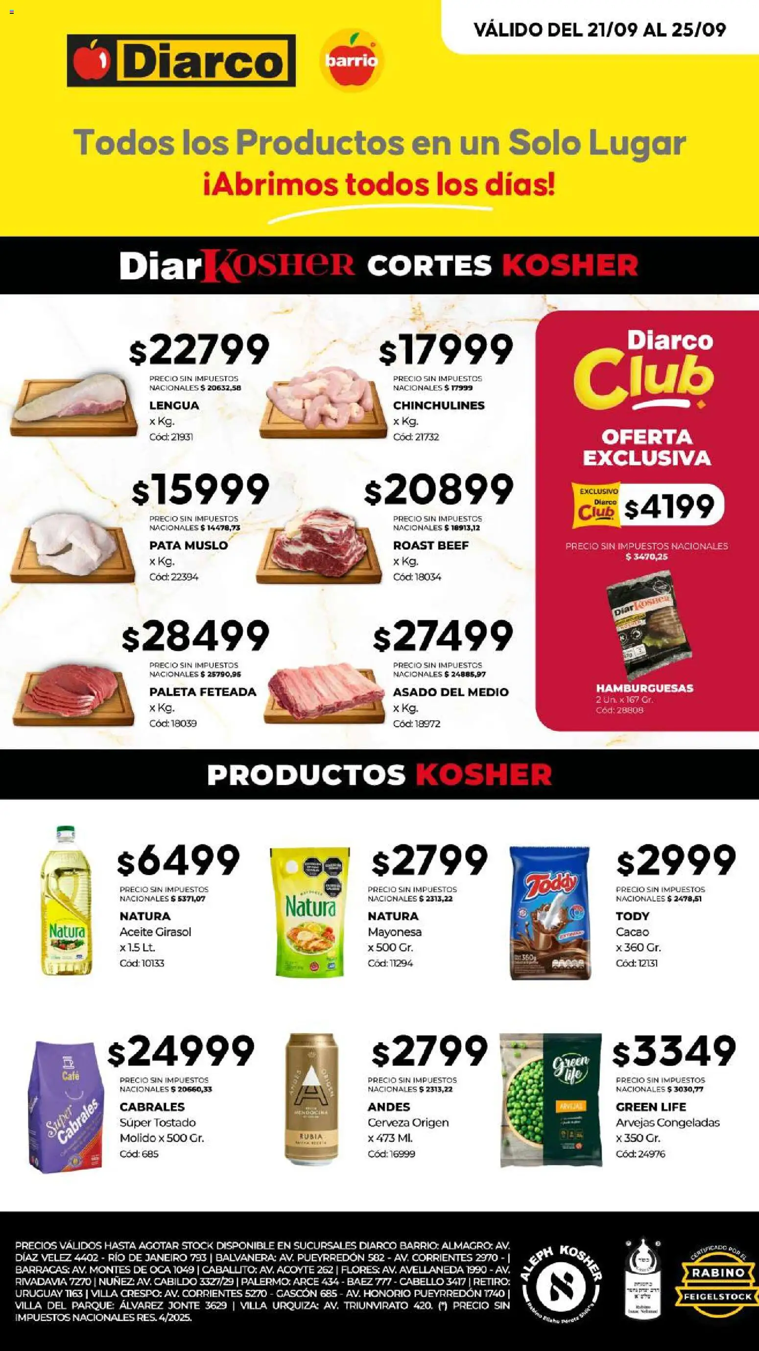 Vista previa del folleto de la tienda Diarco válido desde el 21/09/2026 - Flores, Cerveza, Aceite, Arvejas, Chinchulines, Cacao, Mayonesa, Paleta