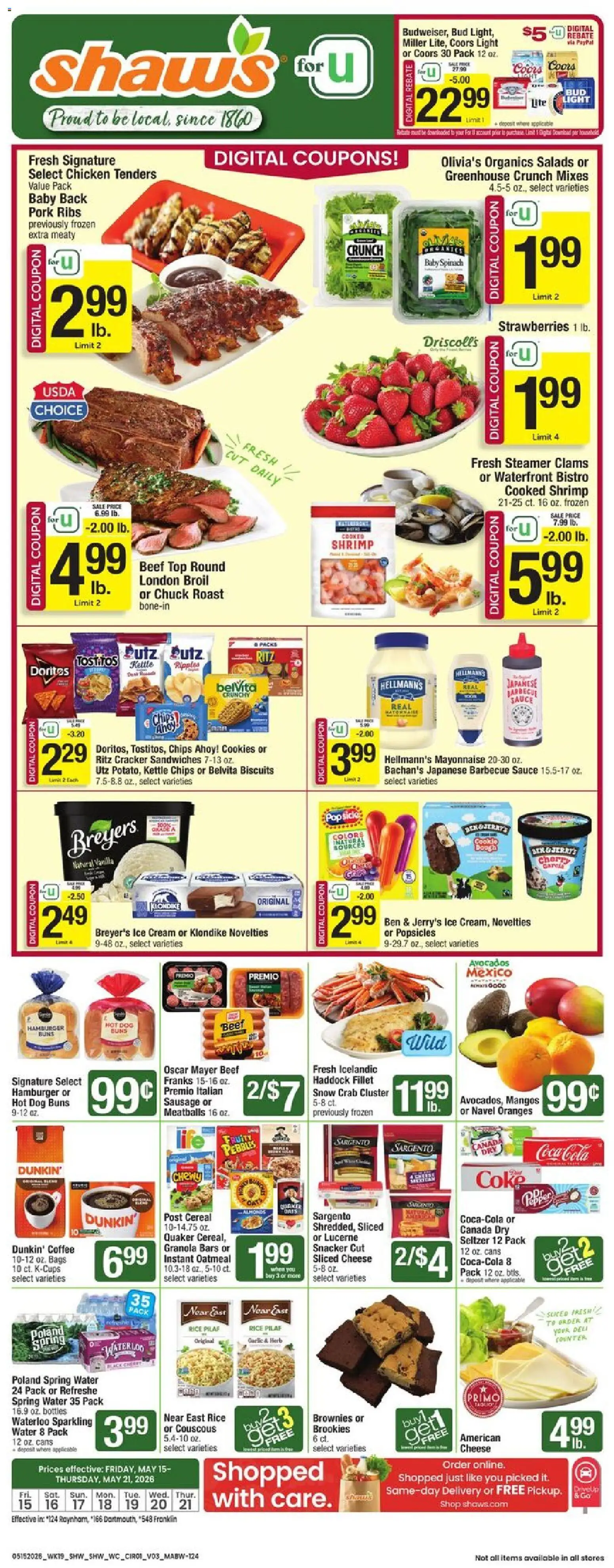 Ad Preview of Shaw's Shaw's Weekly Ad - MA from 05/15/2026
