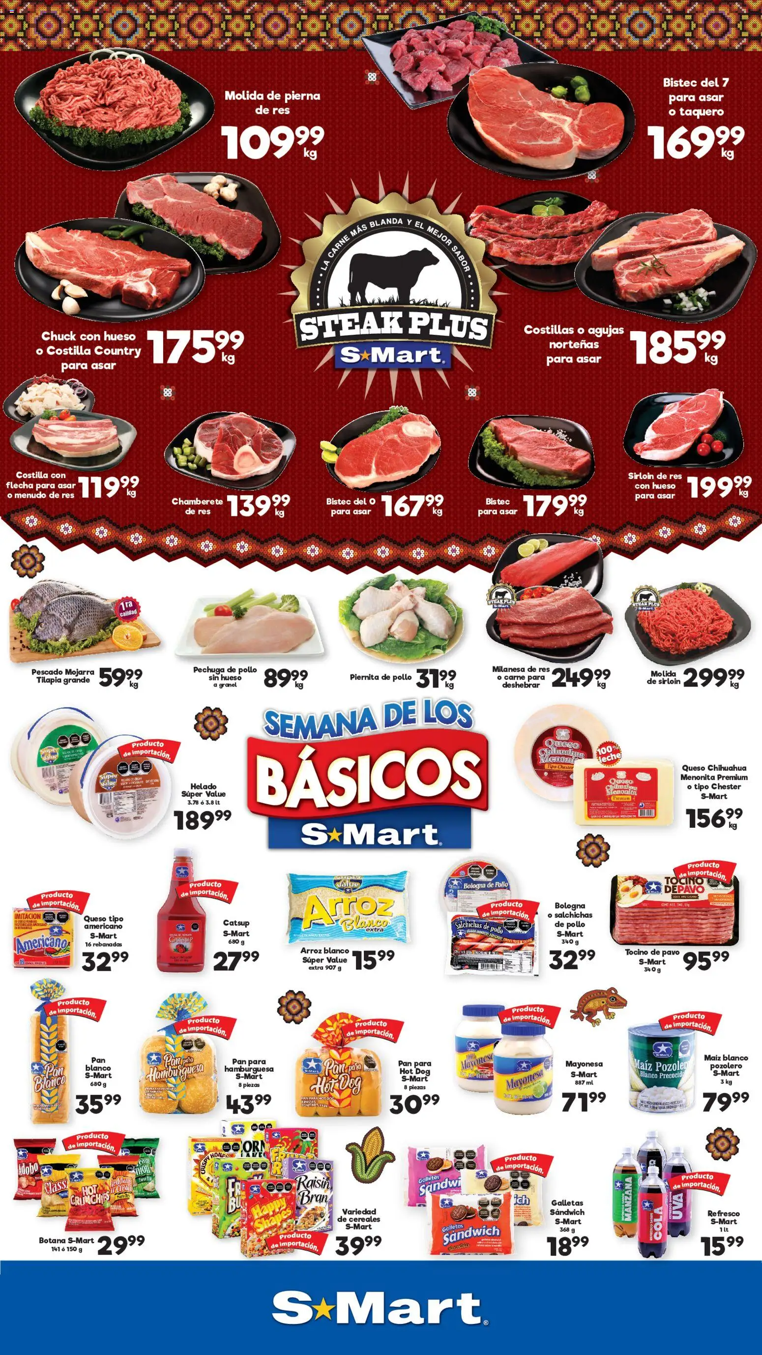 Vista previa las ofertas de la tienda S-Mart - Folleto - Matamoros, Nuevo Laredo, Reynosa desde el 11/09/2026 - Pollo, Pan, Helado, Galletas, Queso, Cereales, Refresco, Salchichas