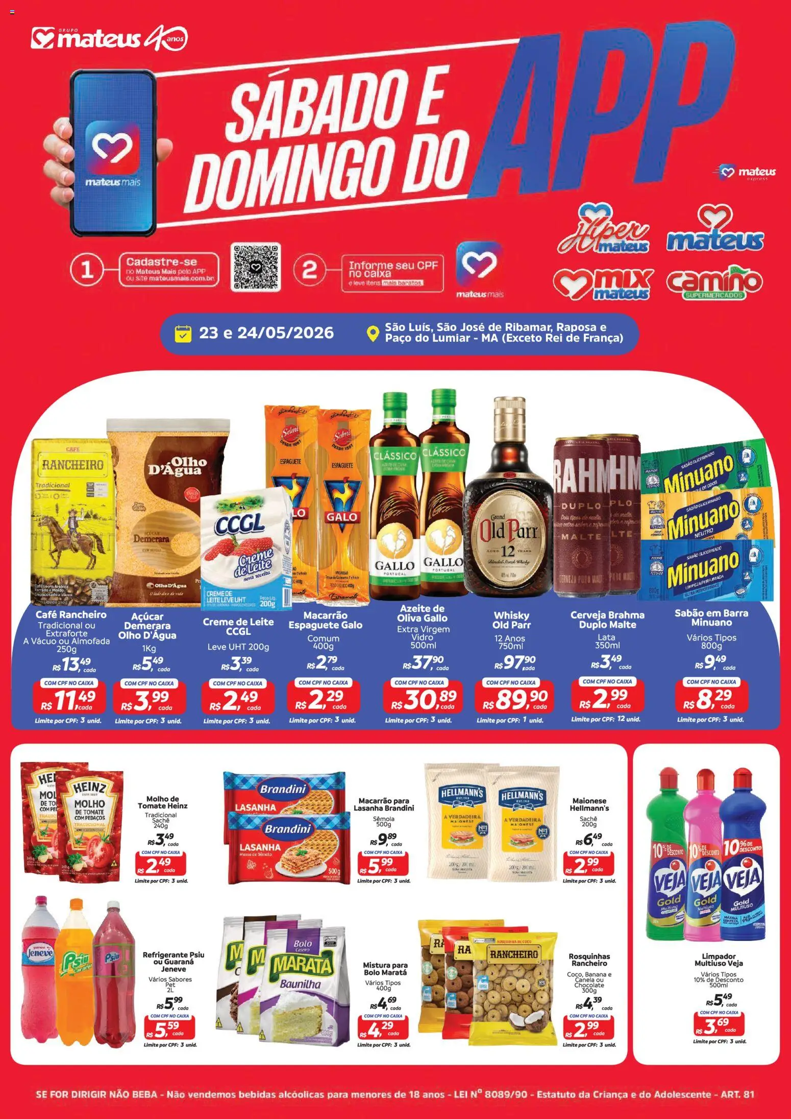 Pré-Visualização do folheto "Mateus ofertas Sabado e Domingo do App" da loja Mateus válido a partir de 23/05/2026