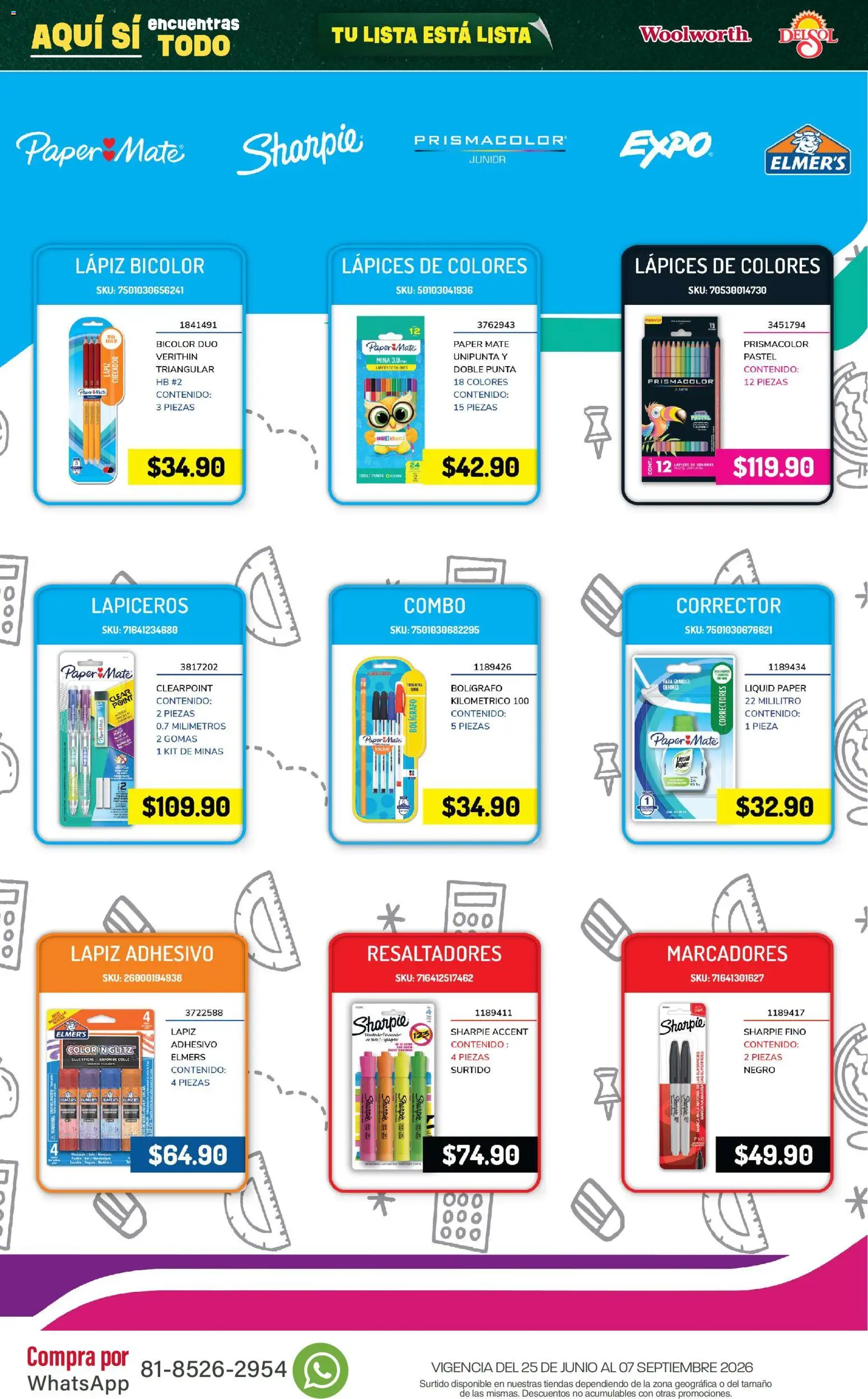 Vista previa las ofertas de la tienda Del Sol y Woolworth - Del Sol y Woolworth catálogo Back To School desde el 25/06/2026 