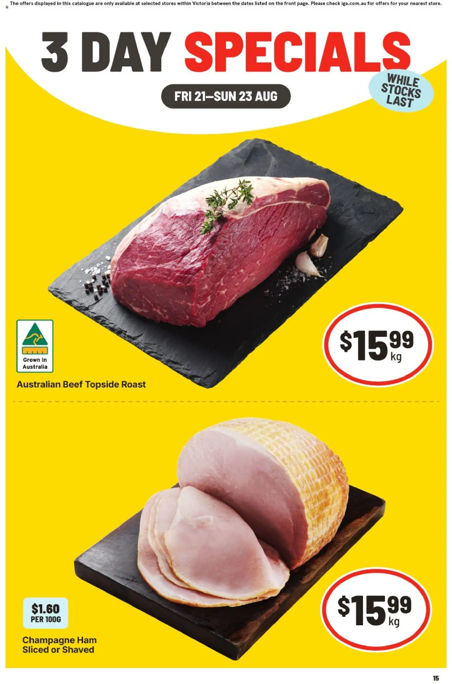 Preview of catalogue IGA 3 Day Specials VIC from shop IGA valid 21/08/2026