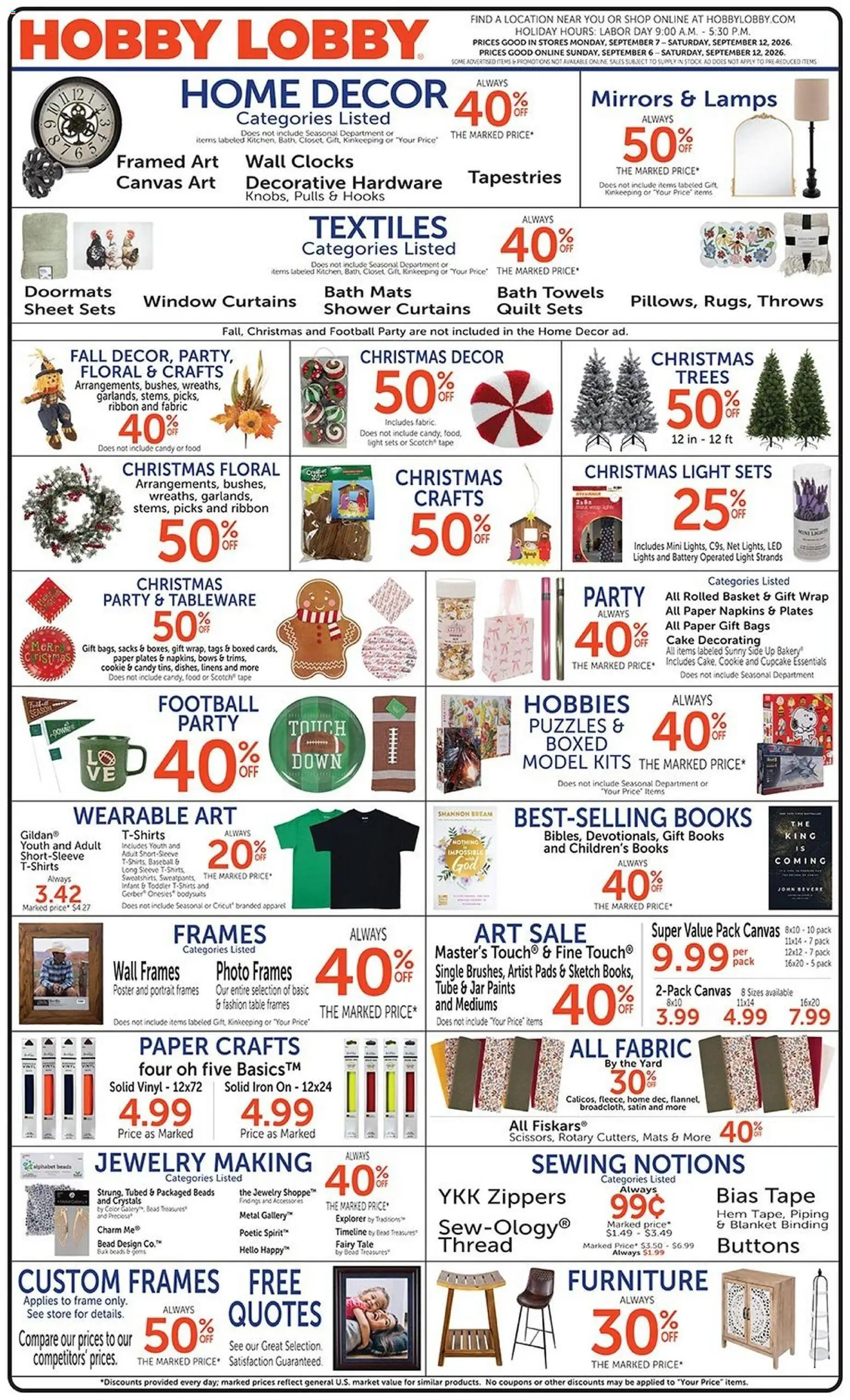 Ad Preview of Hobby Lobby Hobby Lobby Weekly Ad from 09/06/2026