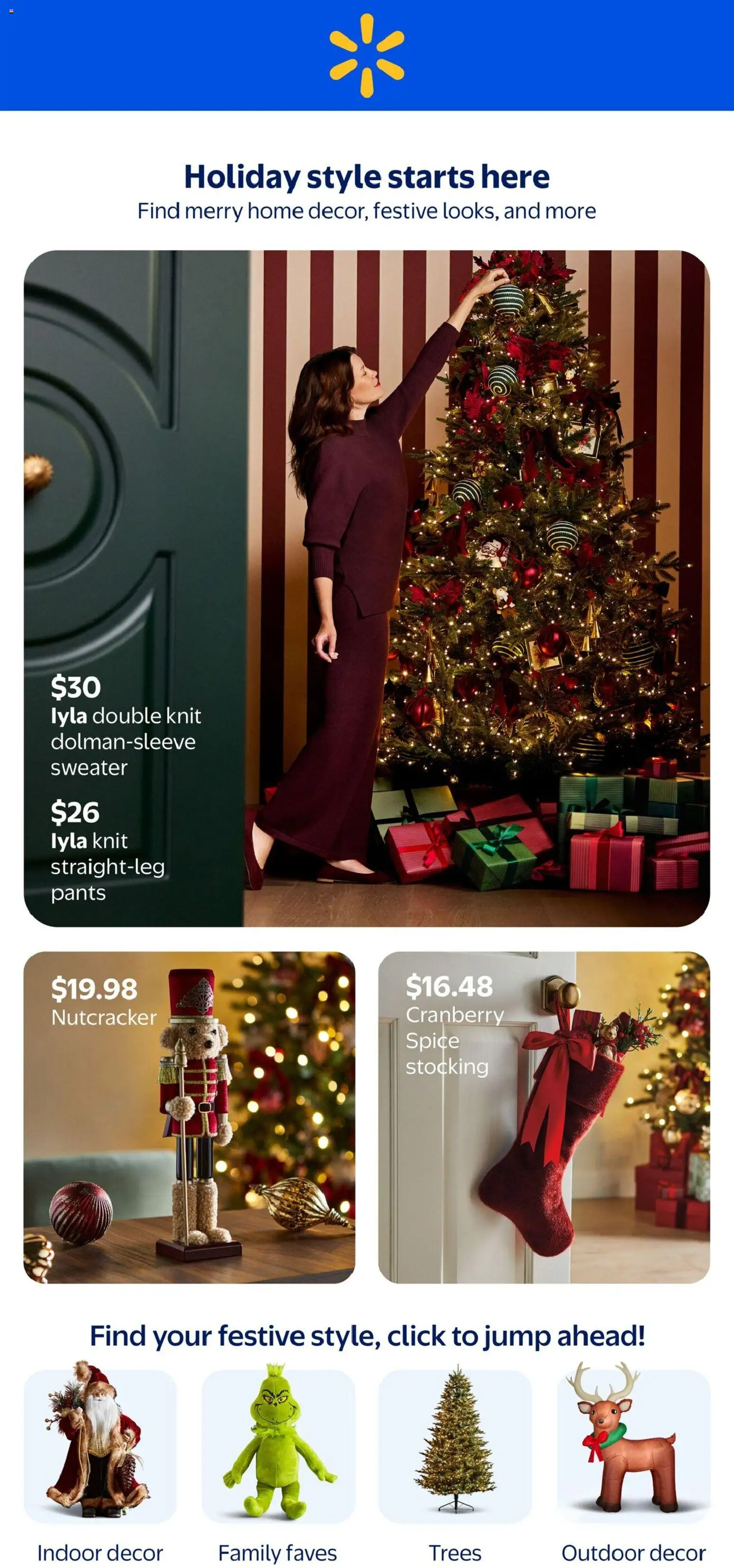 Preview of leaflet Walmart flyer - Holiday style starts here from shop Walmart is valid from Oct 29, 2026