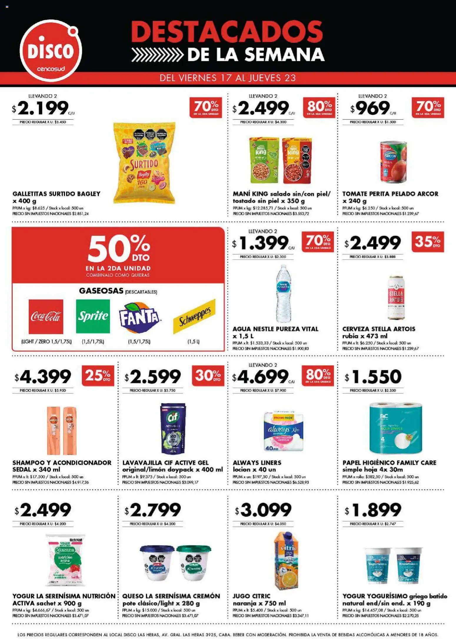 Vista previa del folleto de la tienda Disco válido desde el 16/04/2026 - Agua, Cerveza, Tomate, Papel higiénico, Jugo, Fanta, Acondicionador, Loción