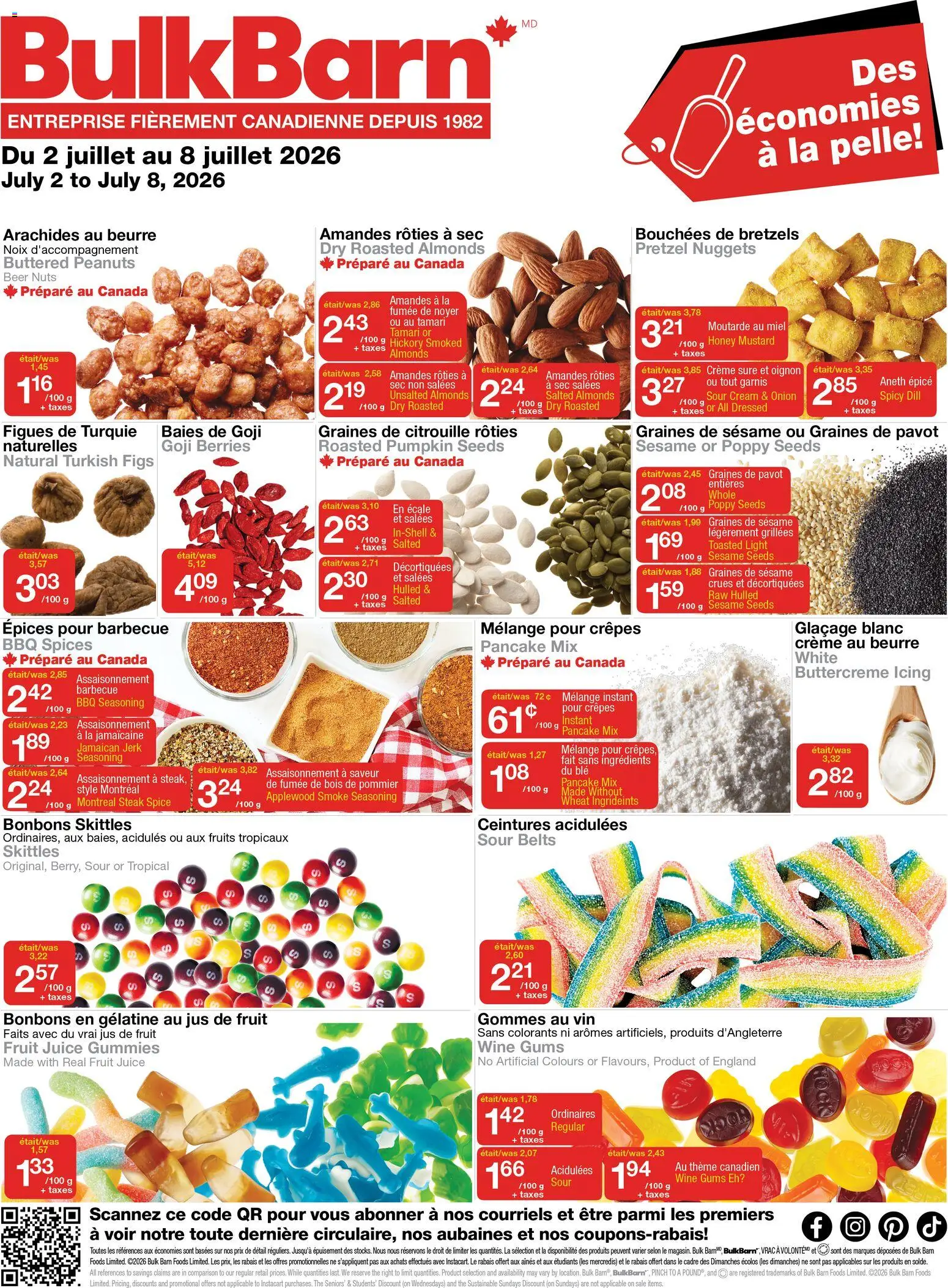 Preview of leaflet Bulk Barn weekly flyer / circulaire from shop Bulk Barn is valid from Jul 02, 2026 - Figs, Honey, Fruit, Wine, Pumpkin, Peanuts, Cream, Spices