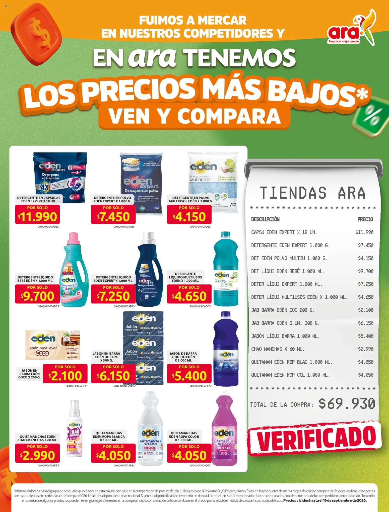  Vista previa del prospecto Ara catálogo los precios mas bajos del almacen Ara válida del 10/09/2026 al 16/09/2026 - Ropa, Peso, Jabón, Detergente, Polvo, Detergente líquido, Detergente en polvo, Quitamanchas