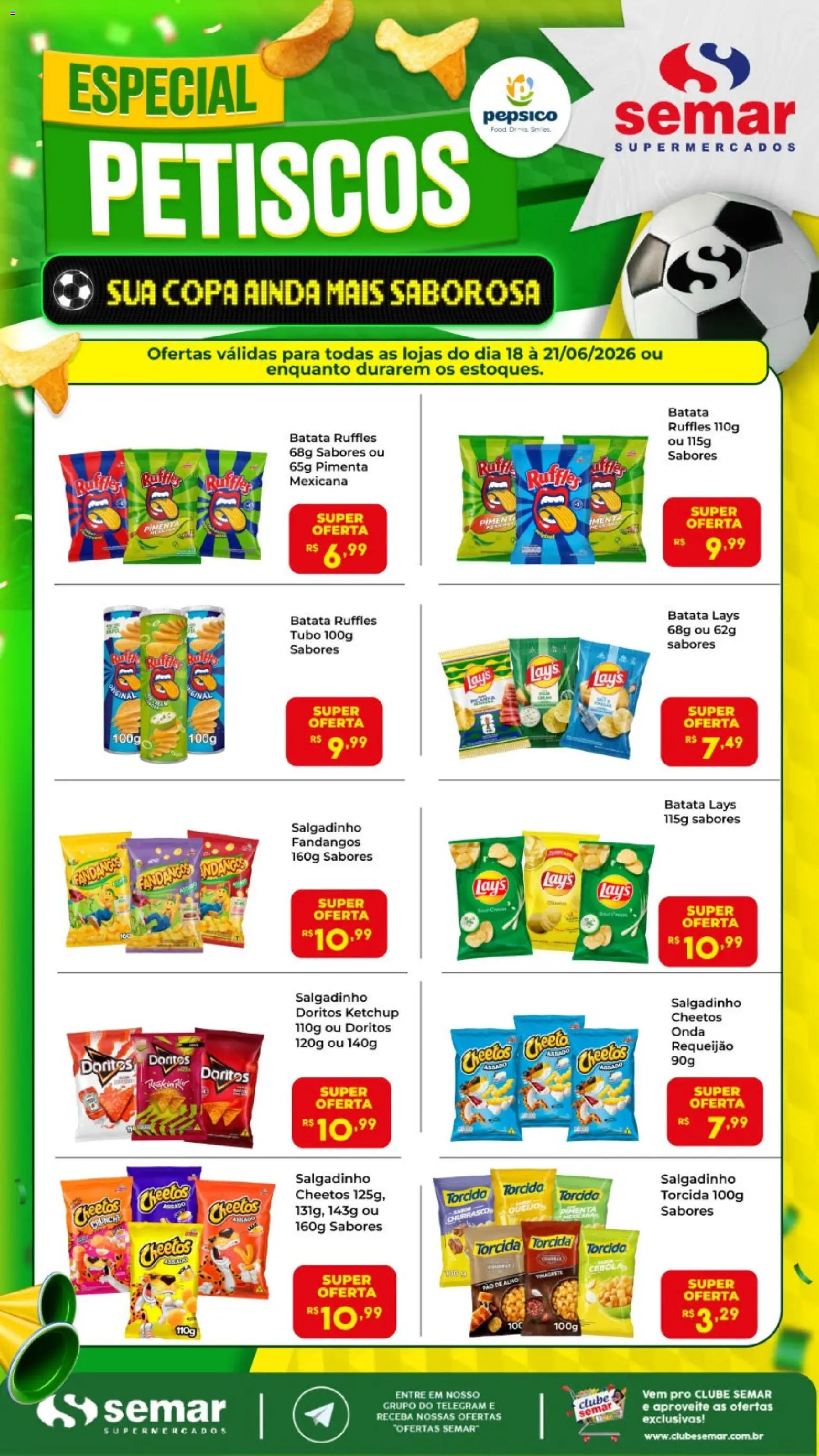 Pré-Visualização do folheto "Semar Supermercado ofertas Especial Petiscos" da loja Semar Supermercado válido a partir de 18/06/2026