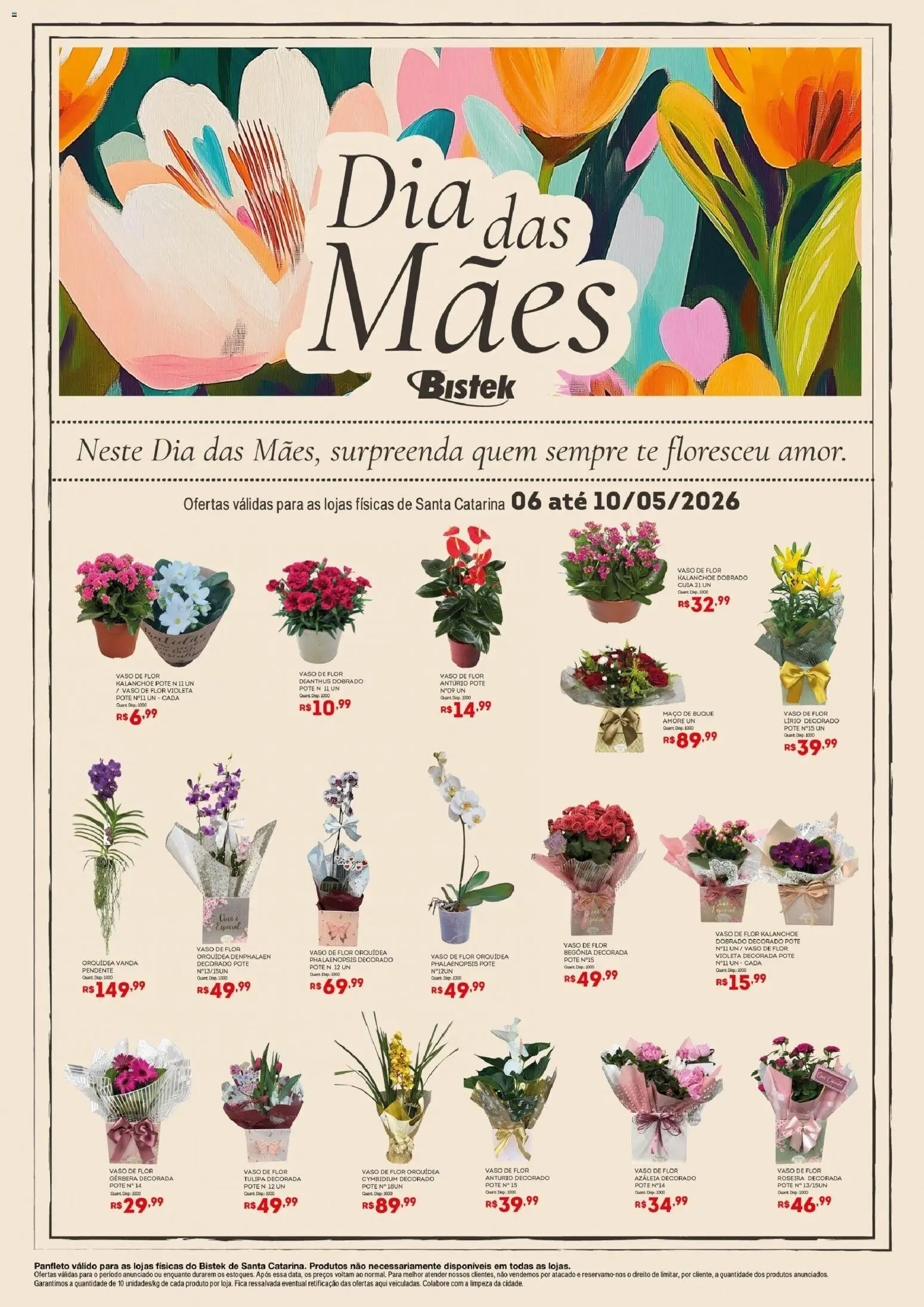 Pré-Visualização do folheto "Bistek Supermercados ofertas Dia das Mães" da loja Bistek Supermercados válido a partir de 06/05/2026