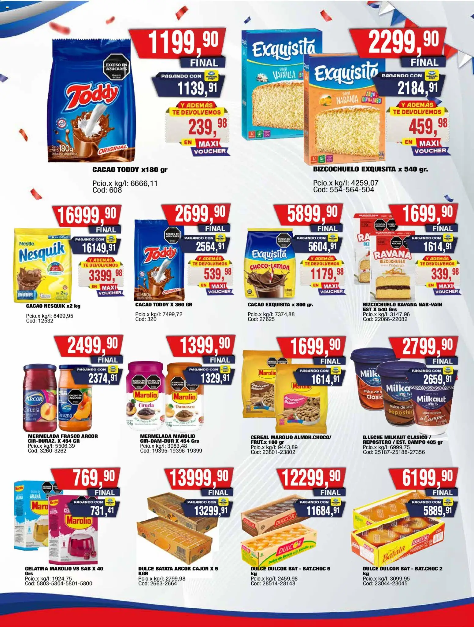 Vista previa del folleto de la tienda Maxiconsumo válido desde el 10/08/2026 - Té, Gelatina, Durazno, Leche, Vainilla, Damasco, Cacao, Frasco
