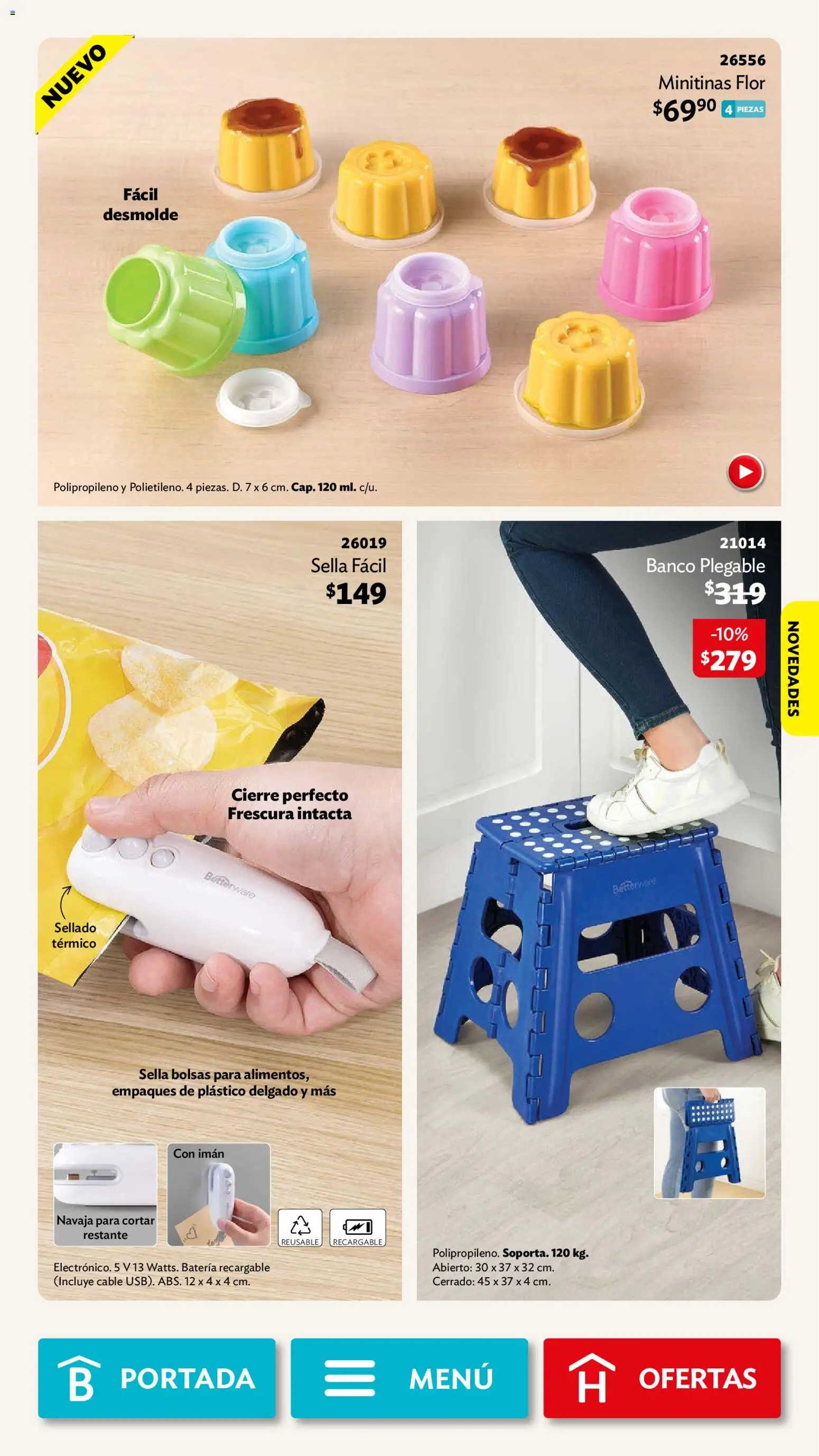 Vista previa las ofertas de la tienda Betterware - Betterware campaña 10 2026 desde el 28/09/2026 - Banco, Batería, Imán, Cable, Navaja