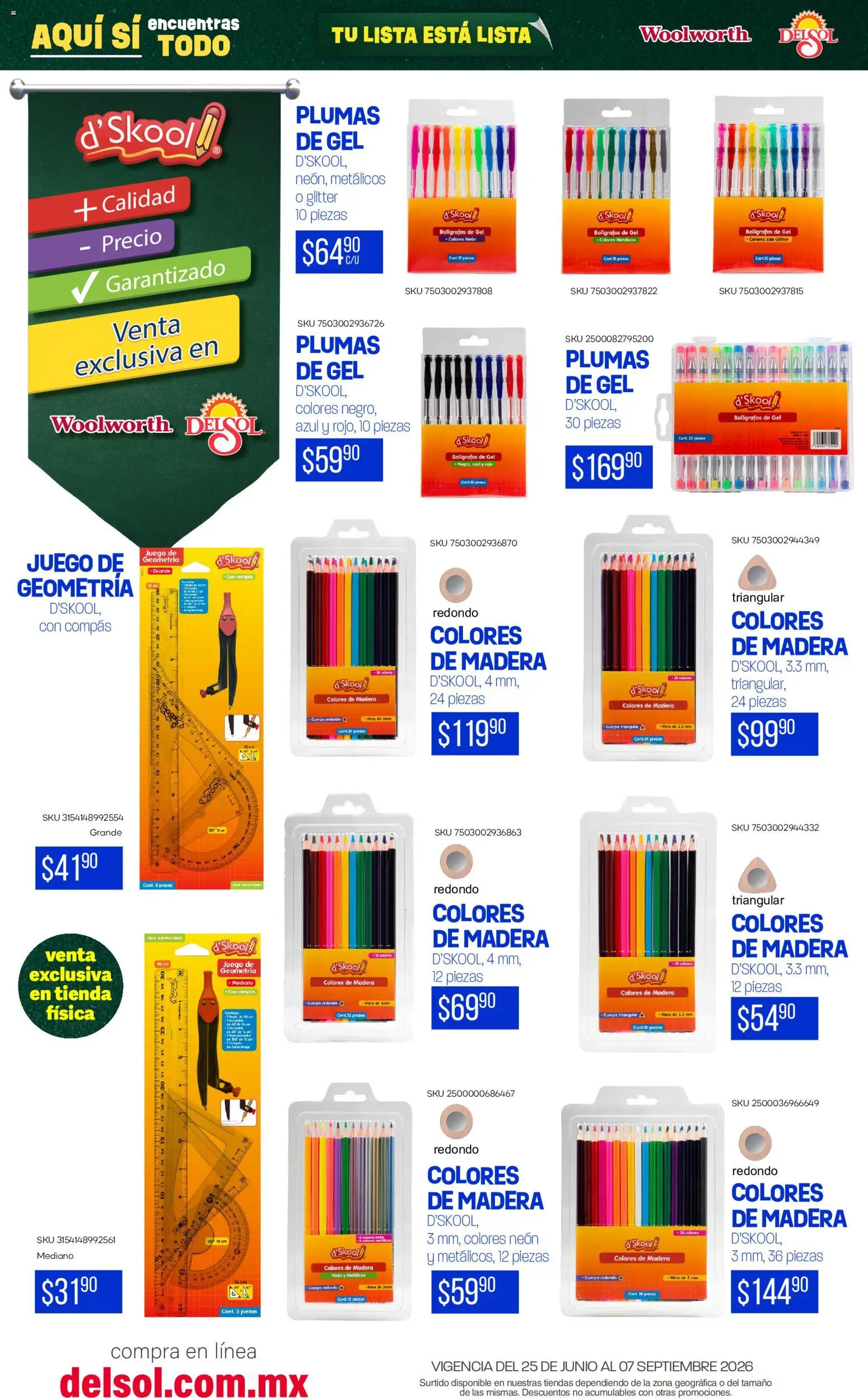 Vista previa las ofertas de la tienda Del Sol y Woolworth - Del Sol y Woolworth catálogo Back To School desde el 25/06/2026 