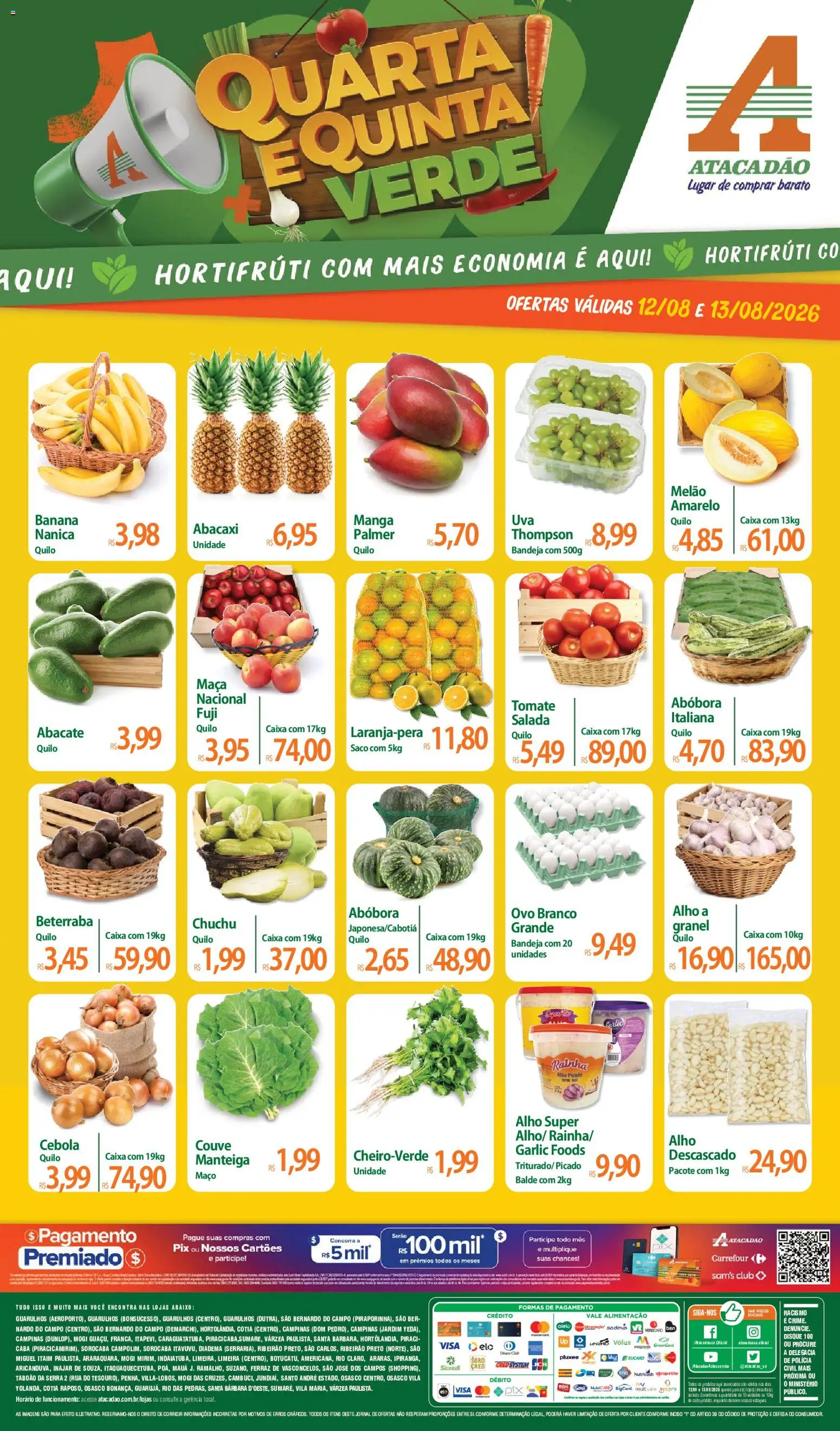 Pré-Visualização do folheto "Atacadão ofertas - SP" da loja Atacadão válido a partir de 12/08/2026 - Caixa, Beterraba, Abacate, Manteiga, Couve, Bandeja, Melão, Alho