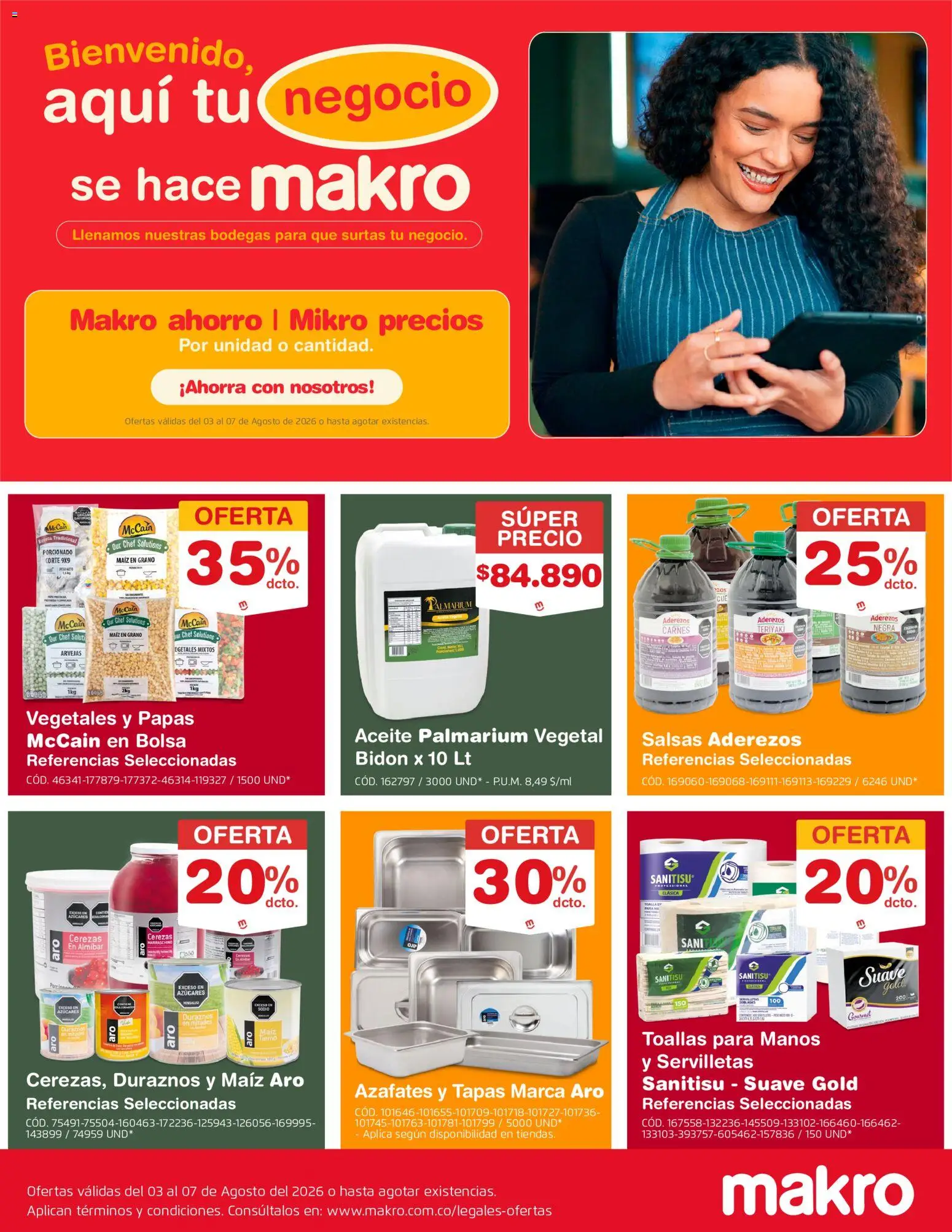  Vista previa del prospecto Makro catálogo del almacen Makro válida del 03/08/2026 al 07/08/2026 - Papas, Salsas, Bolsa, Arvejas, Maiz, Duraznos, Servilletas, Toallas