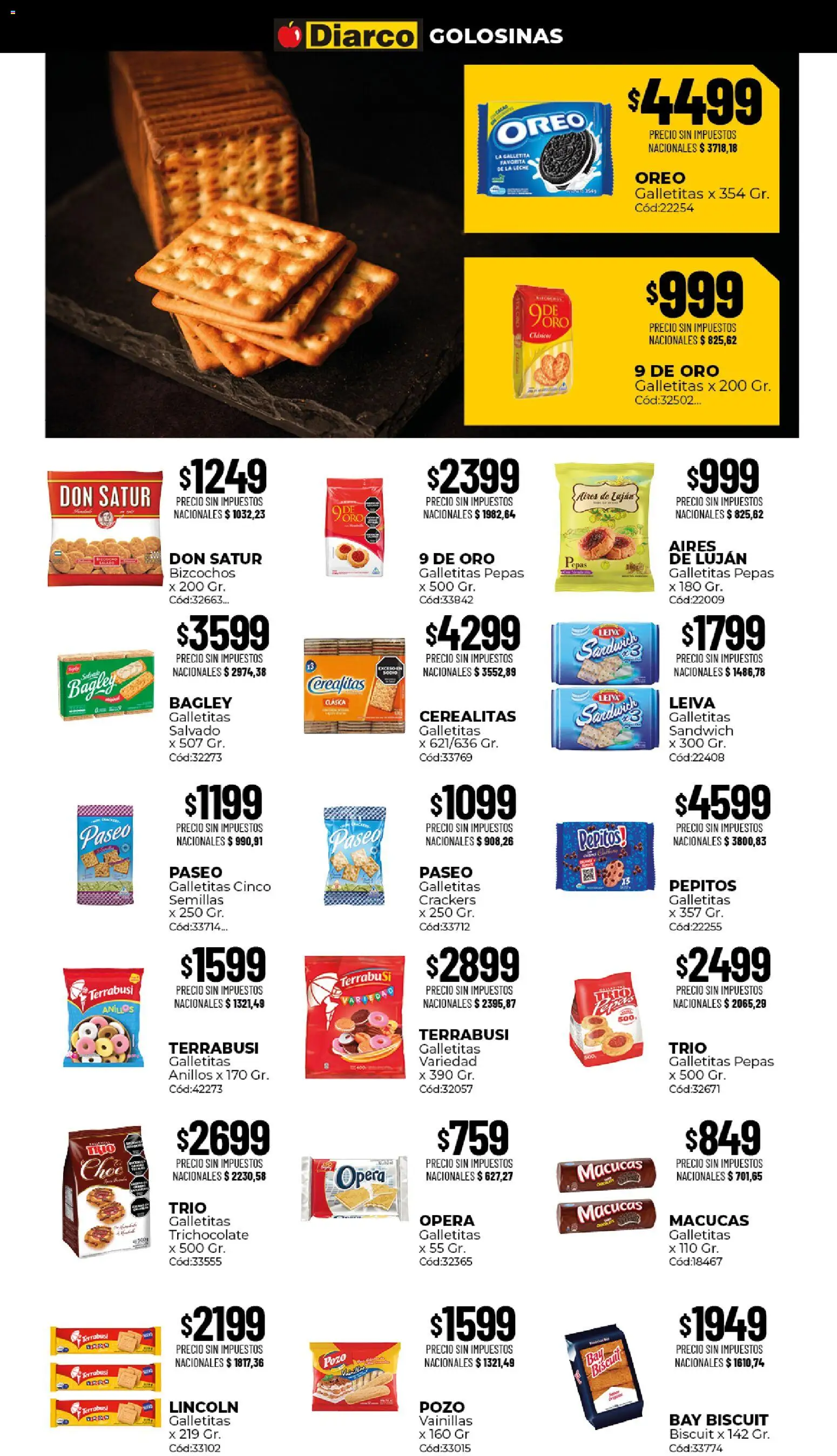 Vista previa del folleto de la tienda Diarco válido desde el 17/08/2026 - Golosinas, Galletitas, Oreo, Leche, Semillas, Bizcochos