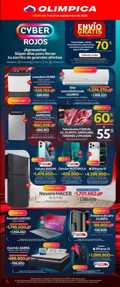  Vista previa del prospecto Olímpica catálogo cyber rojos del almacen Olímpica válida del 11/09/2026 al 20/09/2026