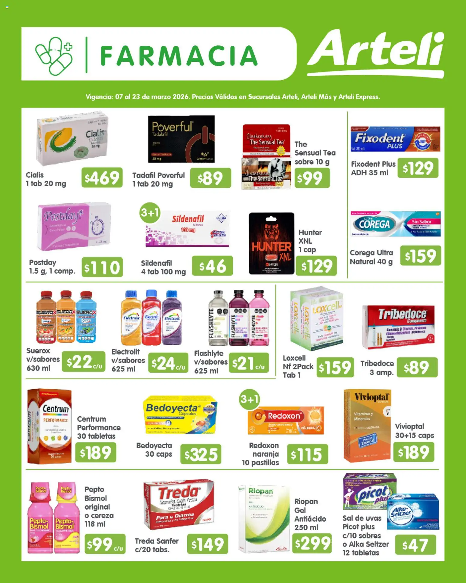 Vista previa las ofertas de la tienda Arteli - Arteli folleto Quincenal desde el 07/03/2026 - Vitaminas, Uvas, Sal, Sobre, Antiácido, Tableta