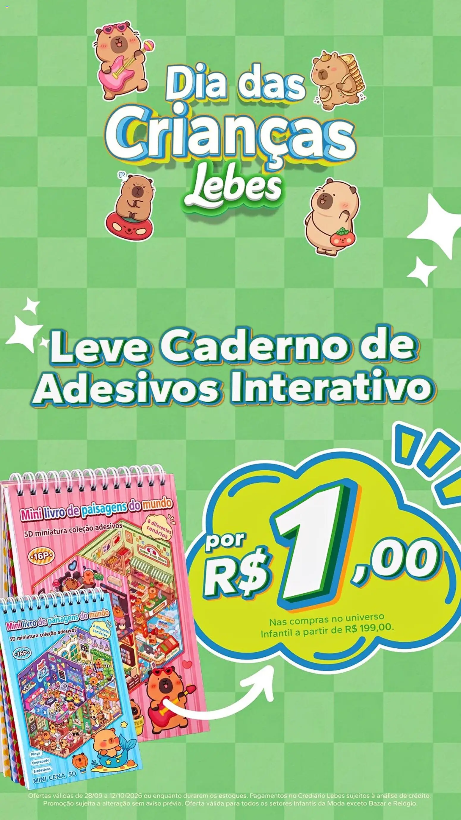 Pré-Visualização do folheto "Lebes ofertas Dia das Crianças" da loja Lebes válido a partir de 28/09/2026