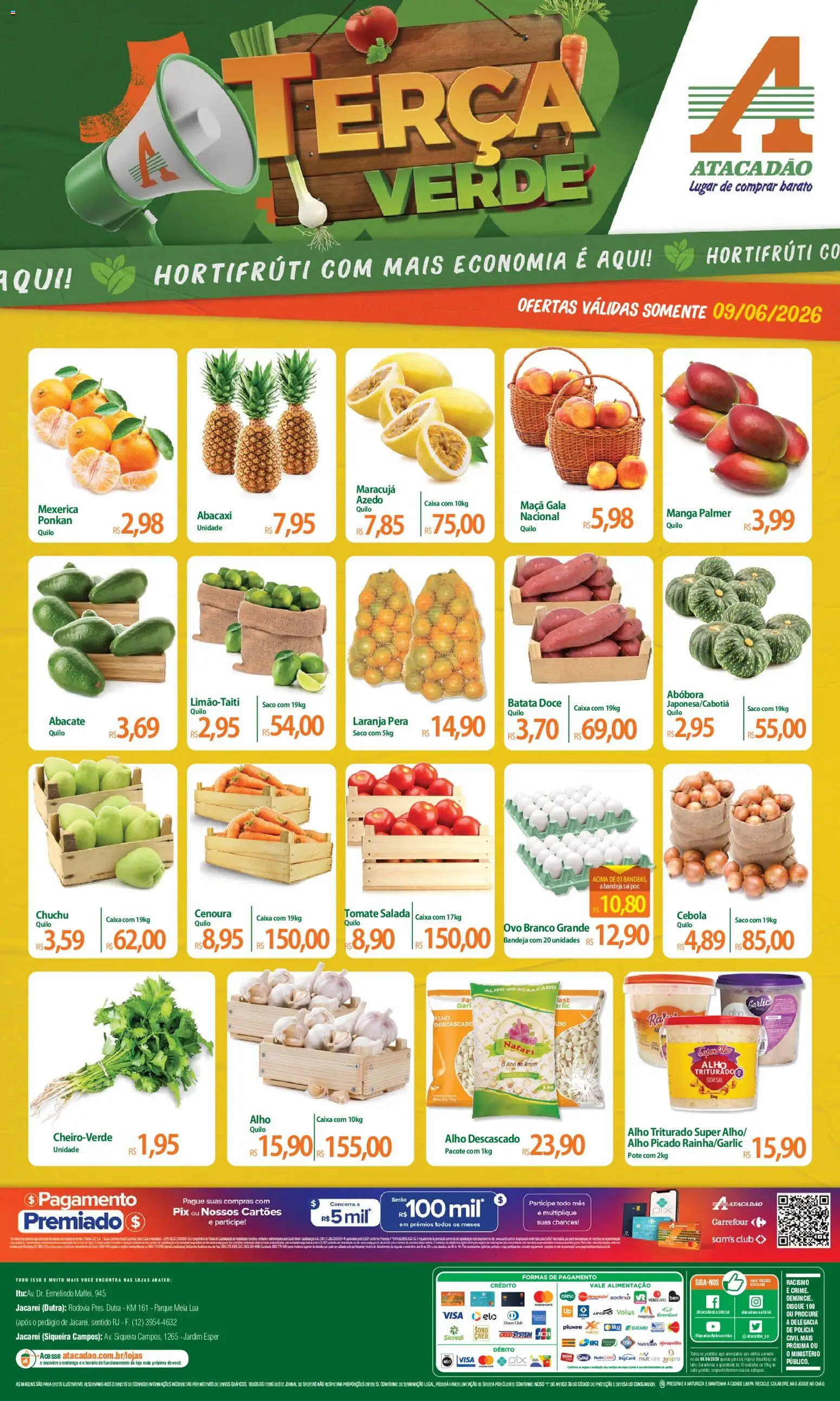 Pré-Visualização do folheto "Atacadão ofertas - SP" da loja Atacadão válido a partir de 09/06/2026 - Manga, Sal, Abacaxi, Abóbora, Batata, Pera, Mexerica, Bandeja