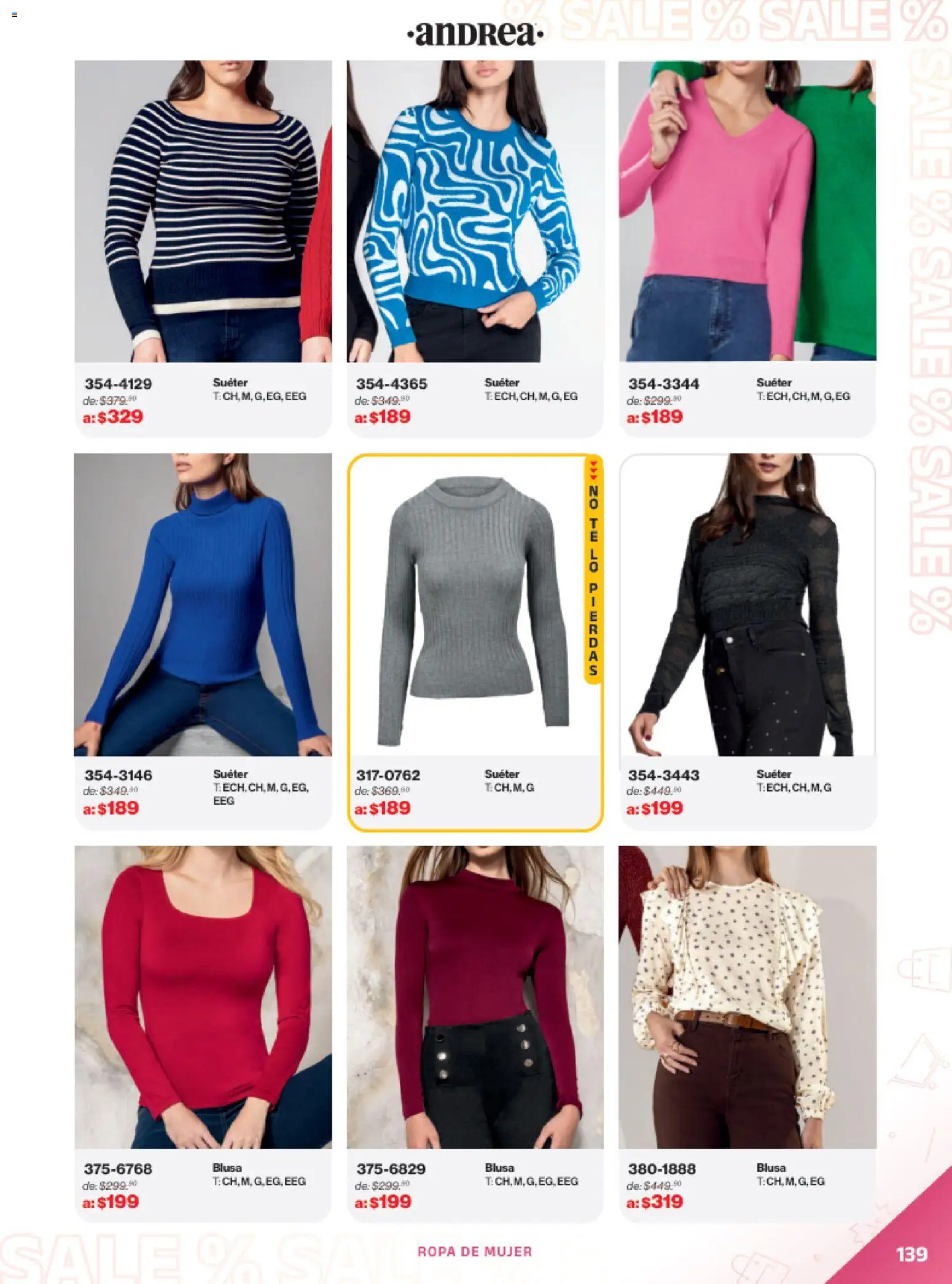 Vista previa las ofertas de la tienda Andrea - Catálogo Outlet desde el 21/12/2025 - Ropa, Blusa, Suéter, Sal