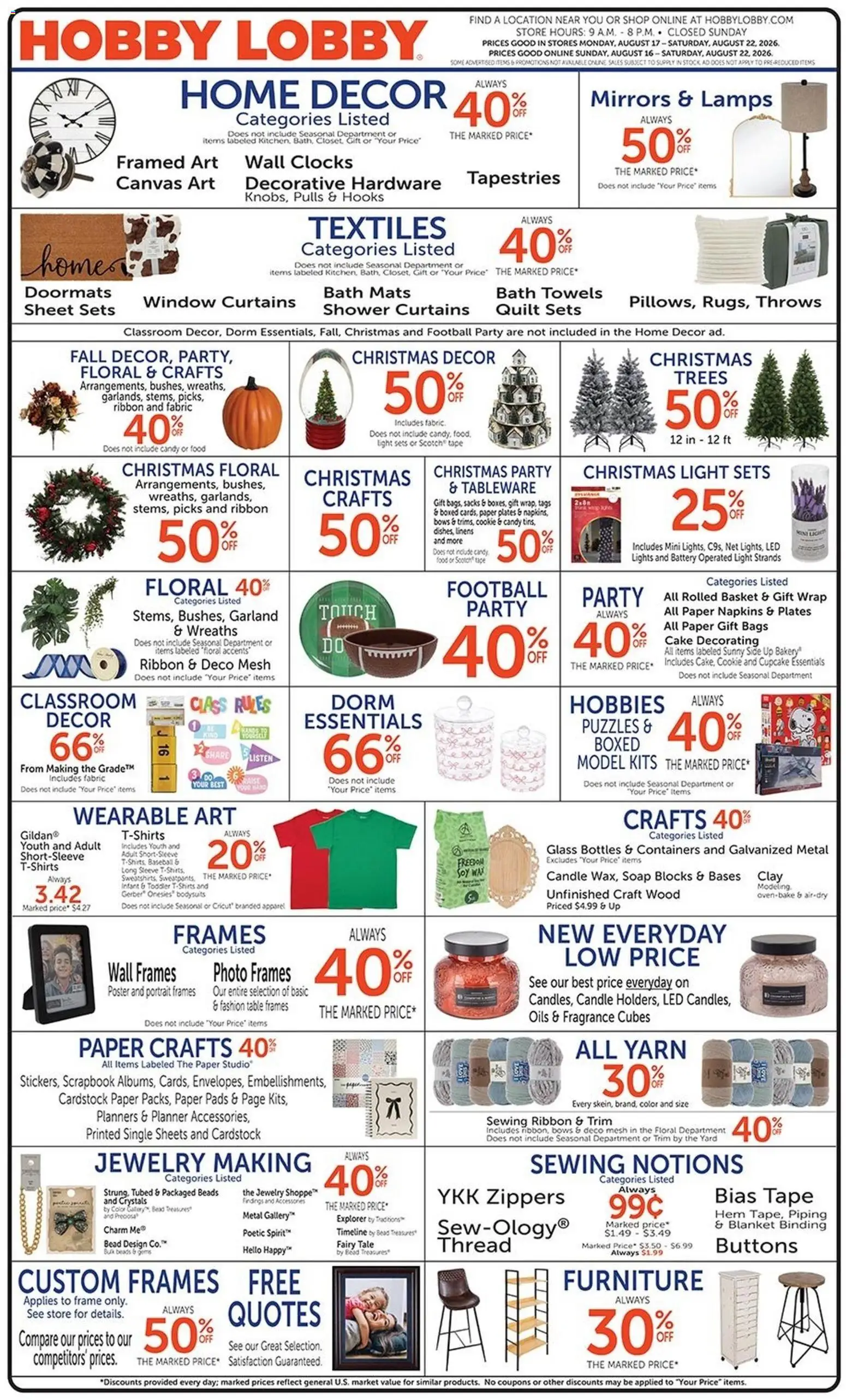 HOBBY LOBBY Weekly ad (08/16/2026) >> Sales ad this week