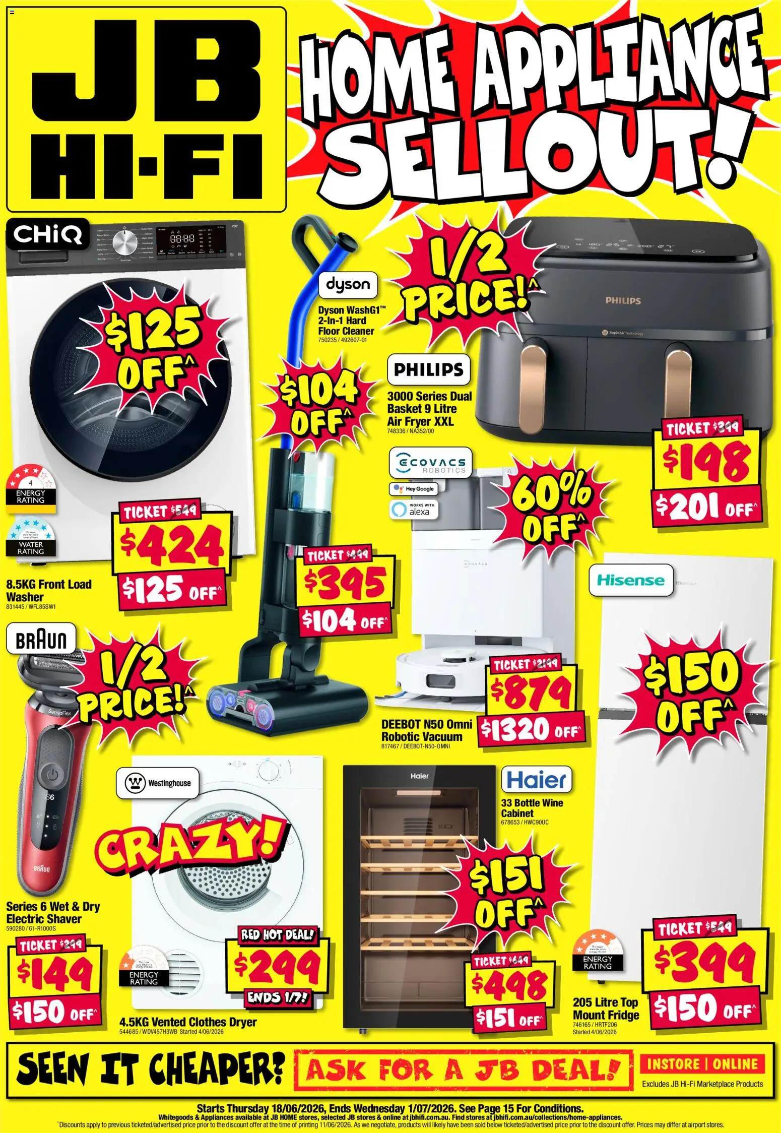 Preview of catalogue JB Hi-Fi - Home Appliance Sellout from shop JB Hi-Fi valid 18/06/2026