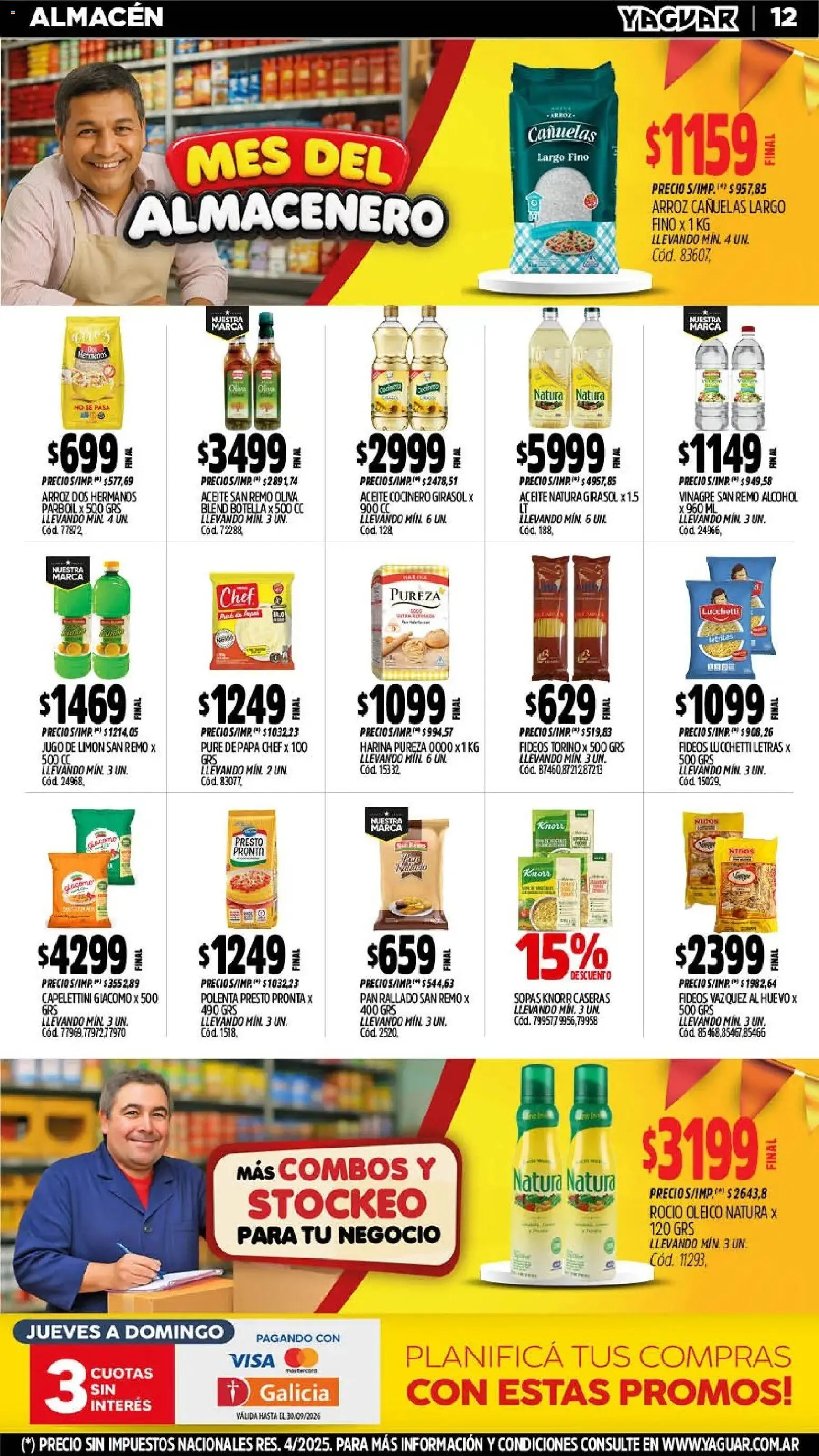 Vista previa del folleto de la tienda Yaguar válido desde el 28/09/2026 - Papa, Aceite, Huevo, Fideos, Vinagre, Botella, Sopas, Jugo